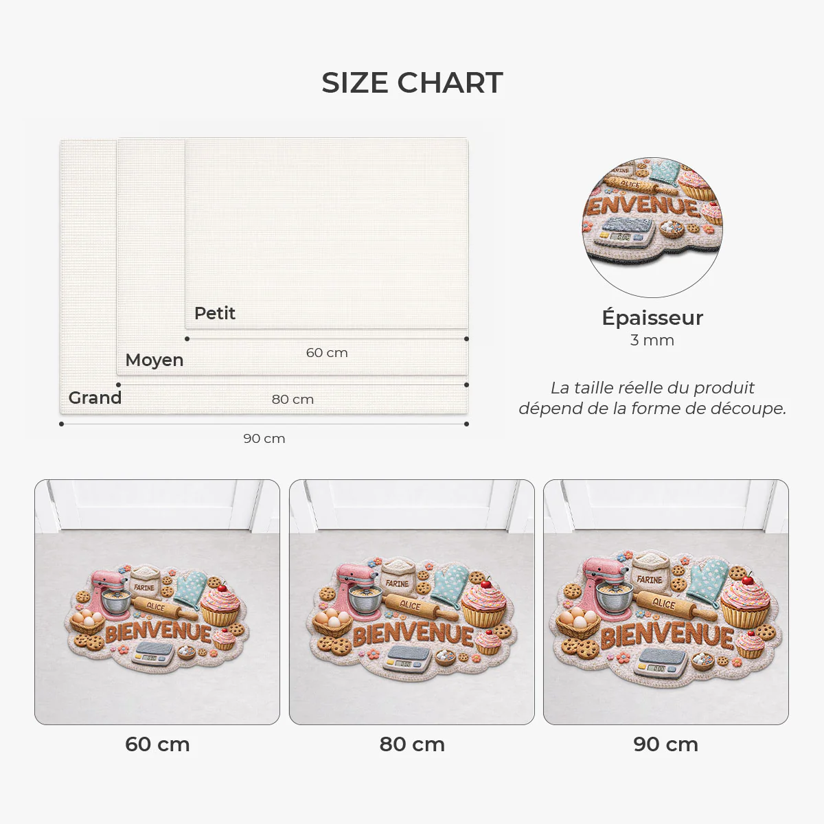Paillasson Personnalisé | Forme Originale Pâtisserie Pour Maman Mamie - Image 3