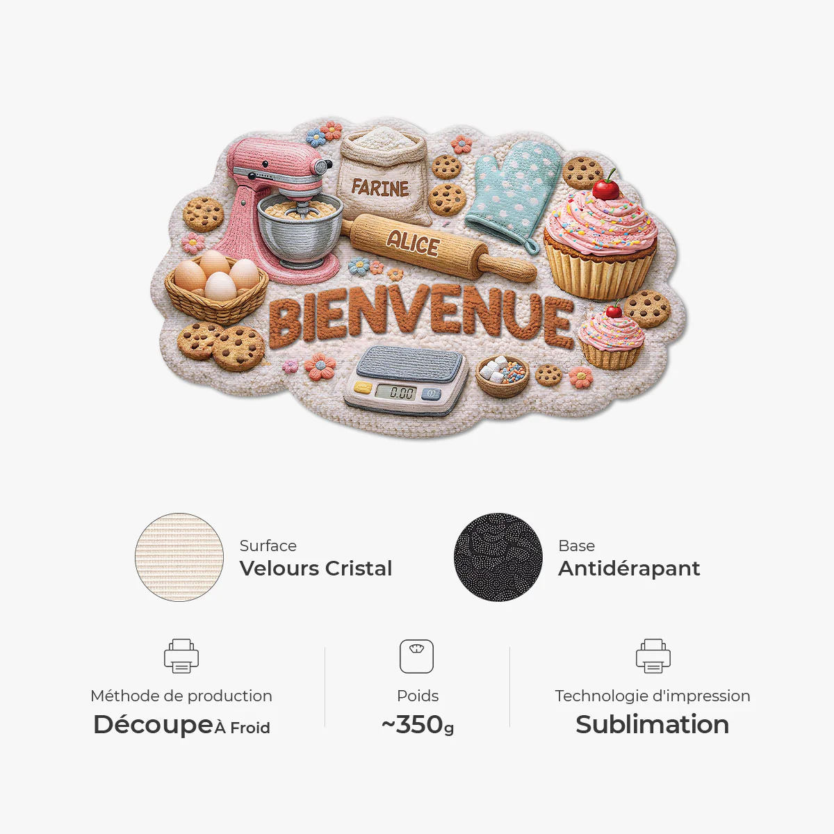Paillasson Personnalisé | Forme Originale Pâtisserie Pour Maman Mamie - Image 4
