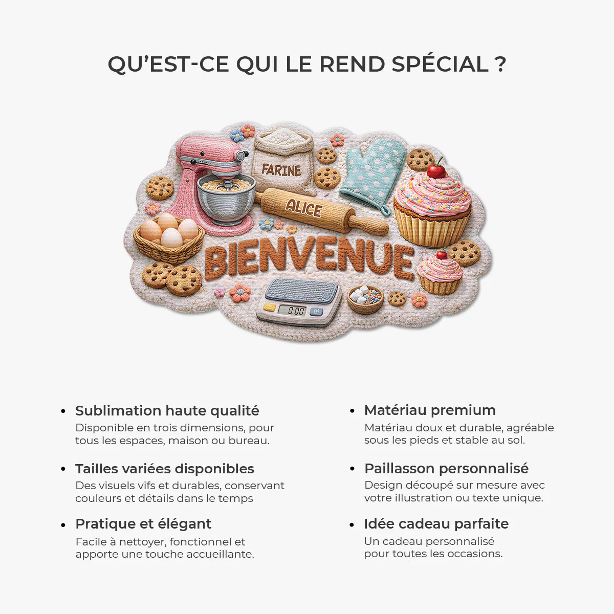Paillasson Personnalisé | Forme Originale Pâtisserie Pour Maman Mamie - Image 6