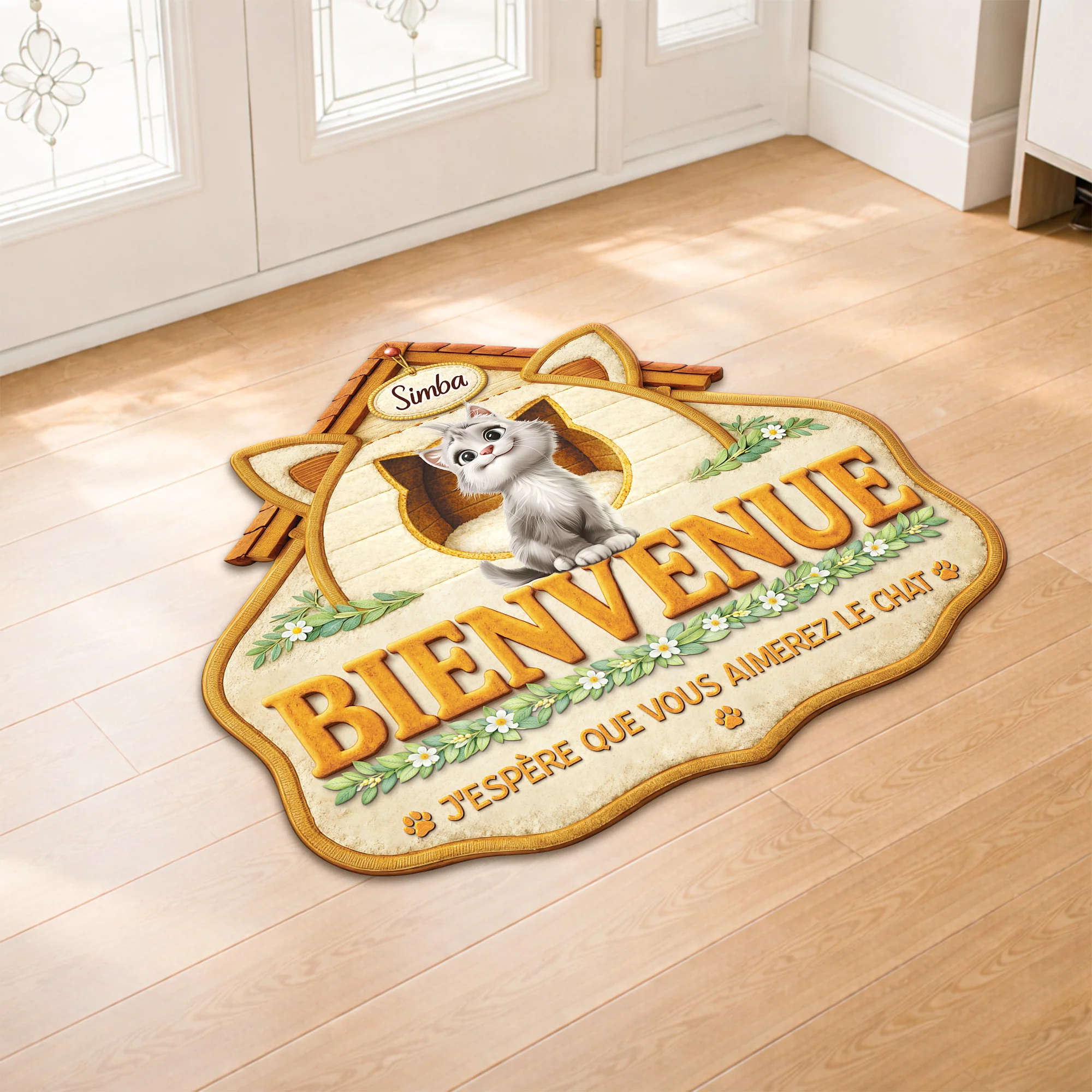 Paillasson Personnalisé Chat – Aimer Les Chats Forme Originale - Image 2