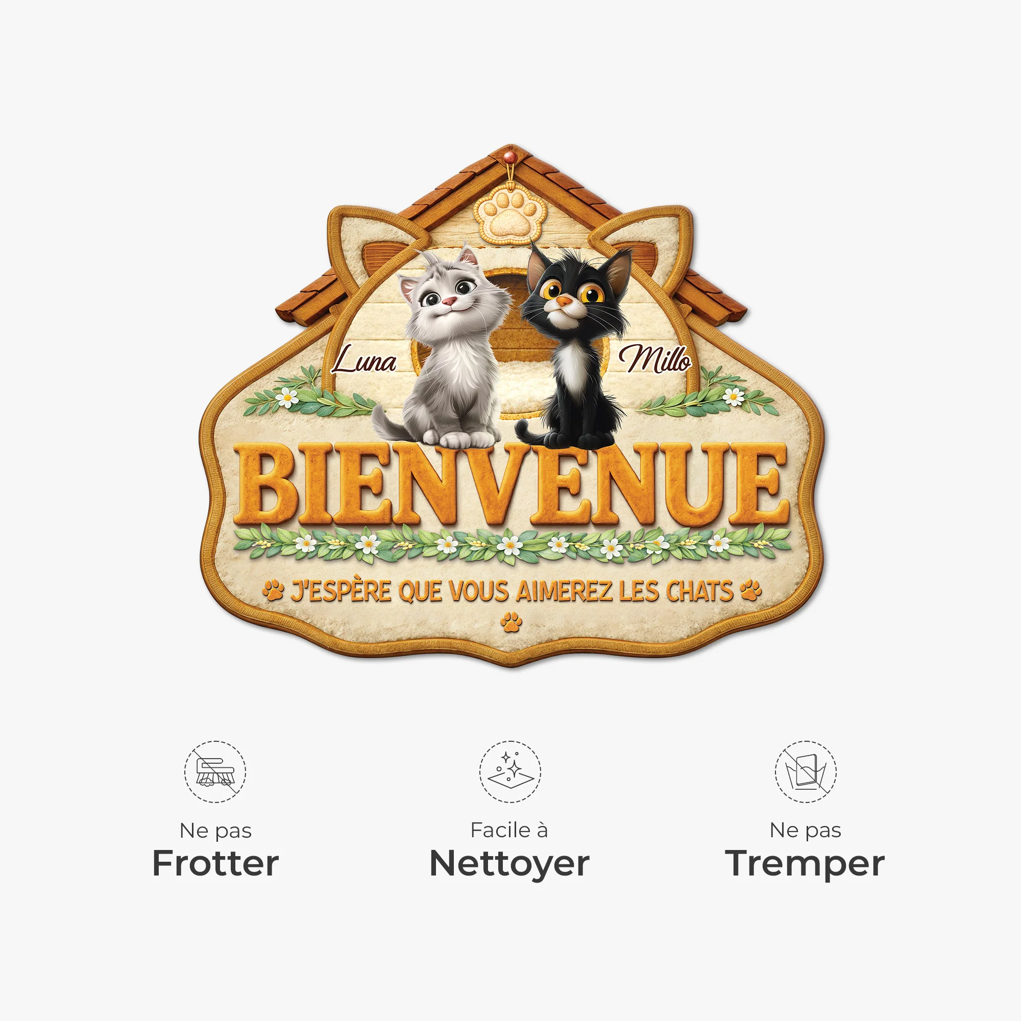 Paillasson Personnalisé Chat – Aimer Les Chats Forme Originale - Image 5