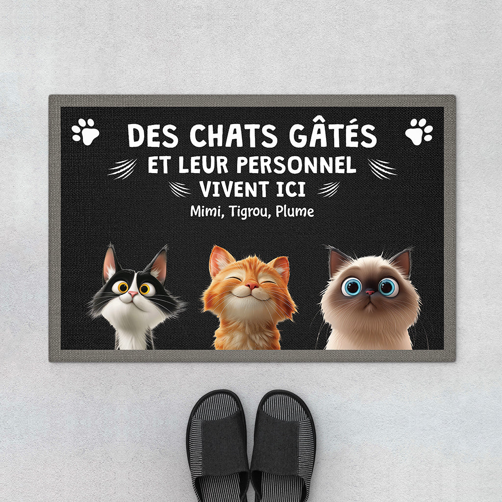 Paillasson Chat Humour Personnalisé – Design Cartoon