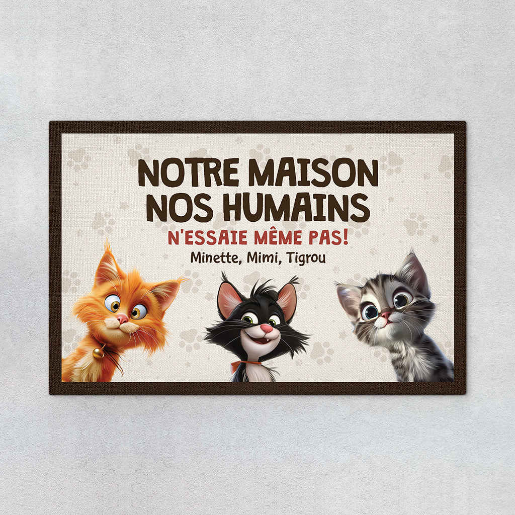 Paillasson Chat Humour Personnalisé – N’Essaie Même Pas