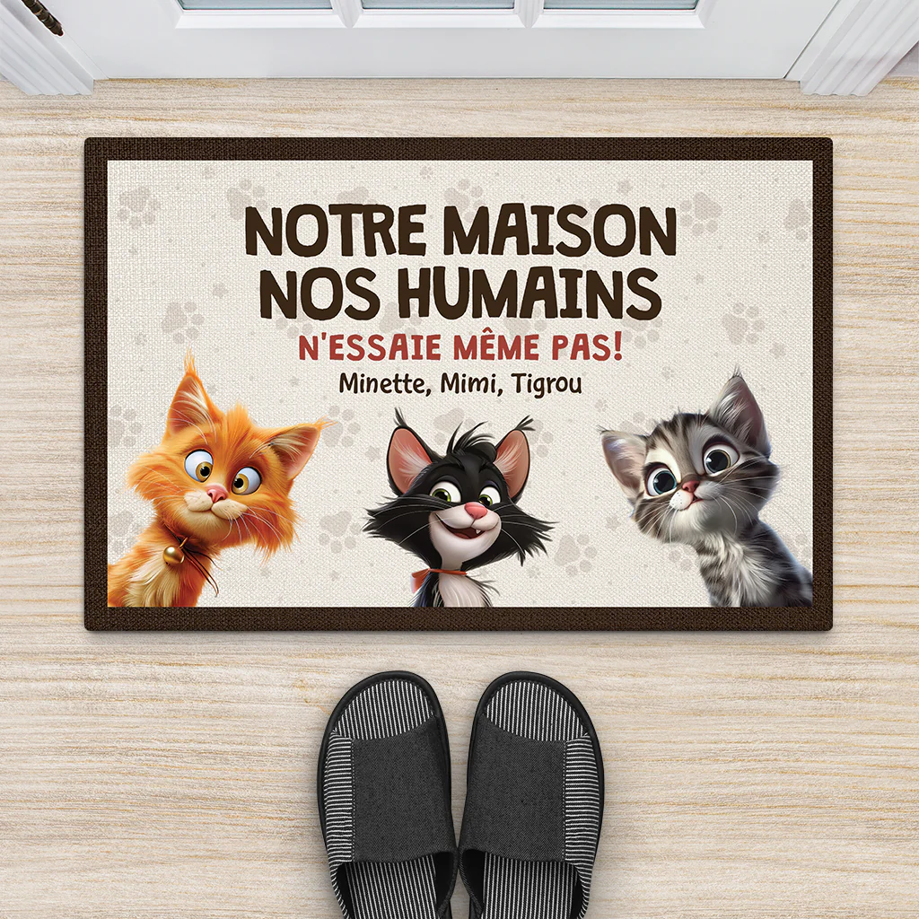 Paillasson Chat Humour Personnalisé – N’Essaie Même Pas - Image 2