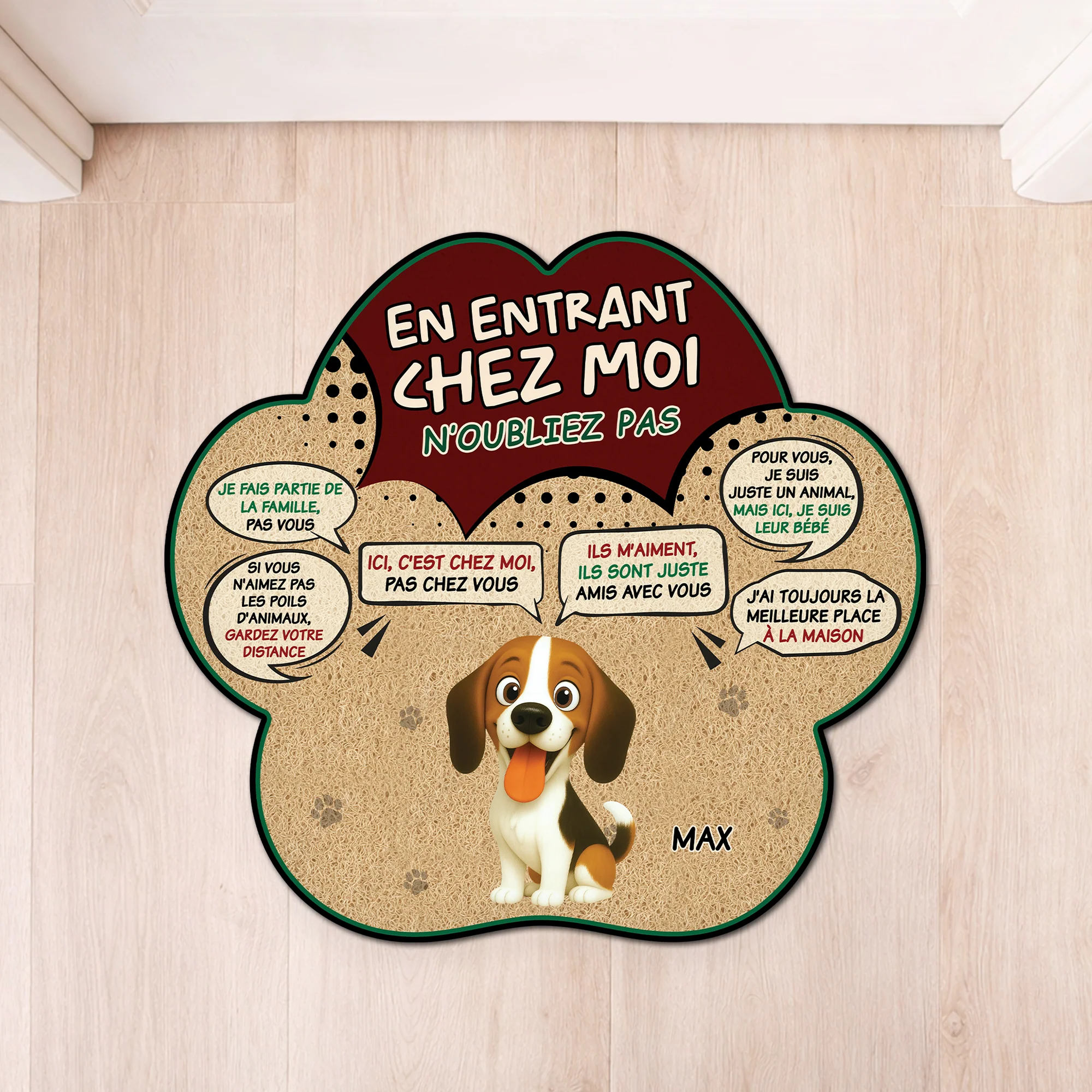 Tapis Forme Chien Personnalisé – En Entrant Chez Moi