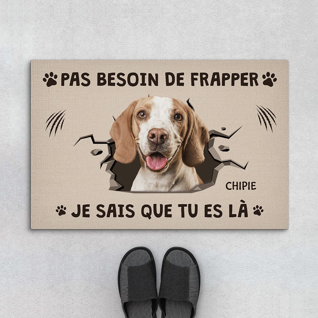 Paillasson Photo Chien Personnalisé – Pas Besoin De Frapper