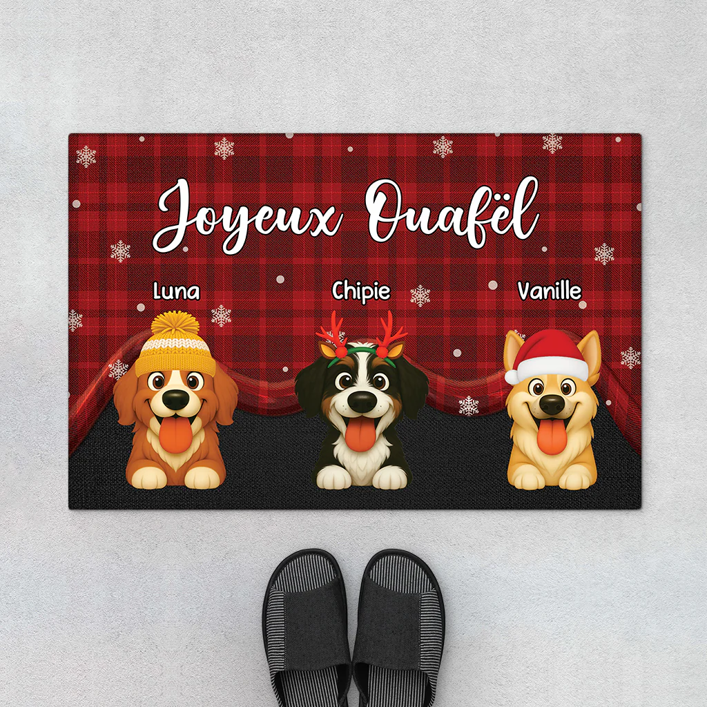 Paillasson Joyeux Noël Chien Personnalisé avec Photo– Notre Famille