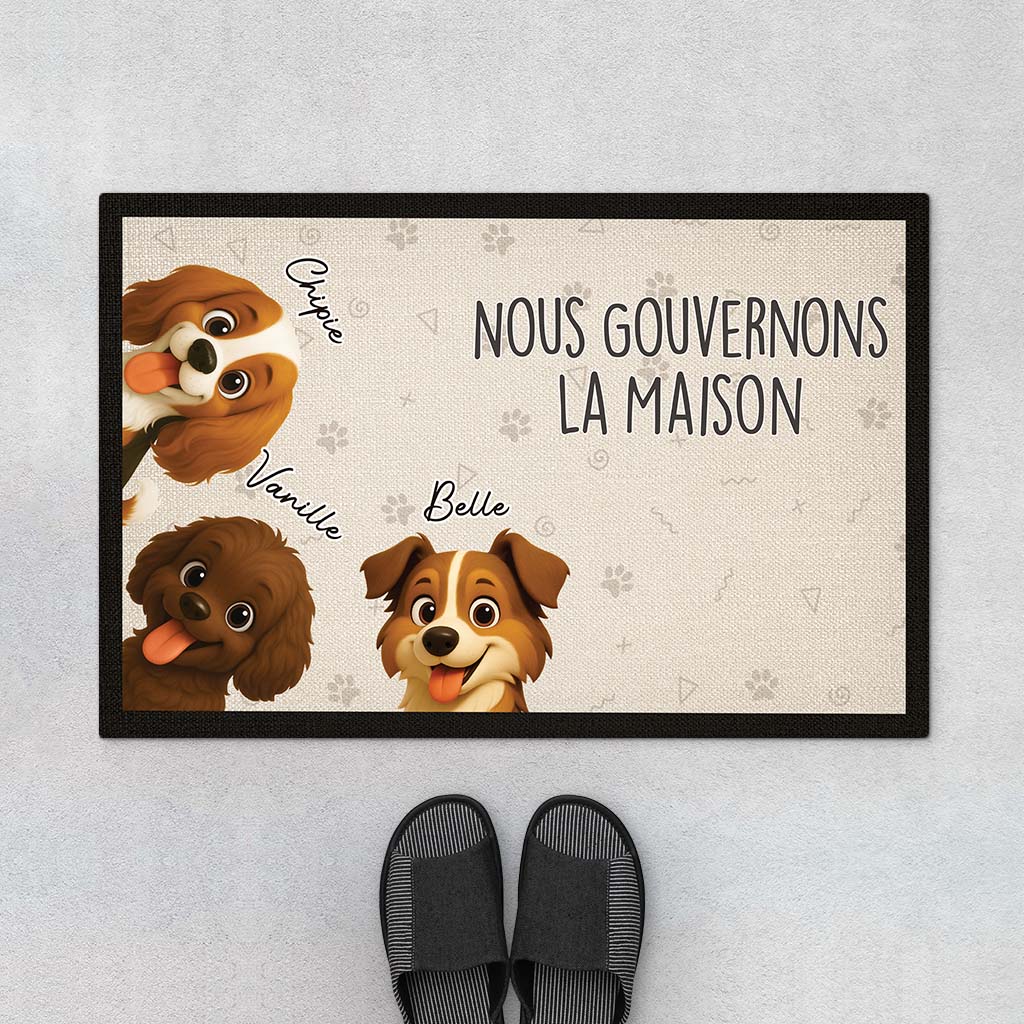 Paillasson Chien Personnalisé – Les Chiens Gouvernent La Maison