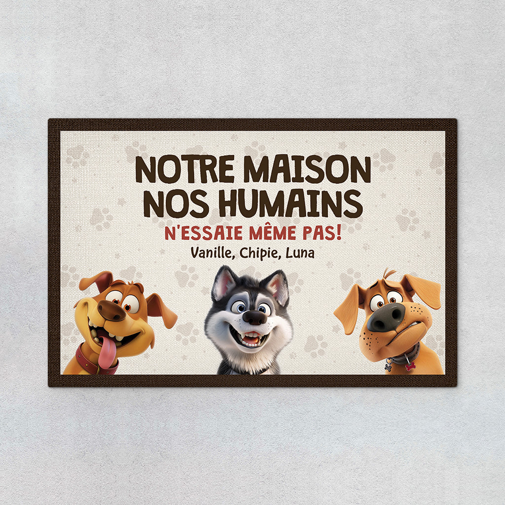Paillasson Chien Humour Personnalisé – N'Essaie Même Pas