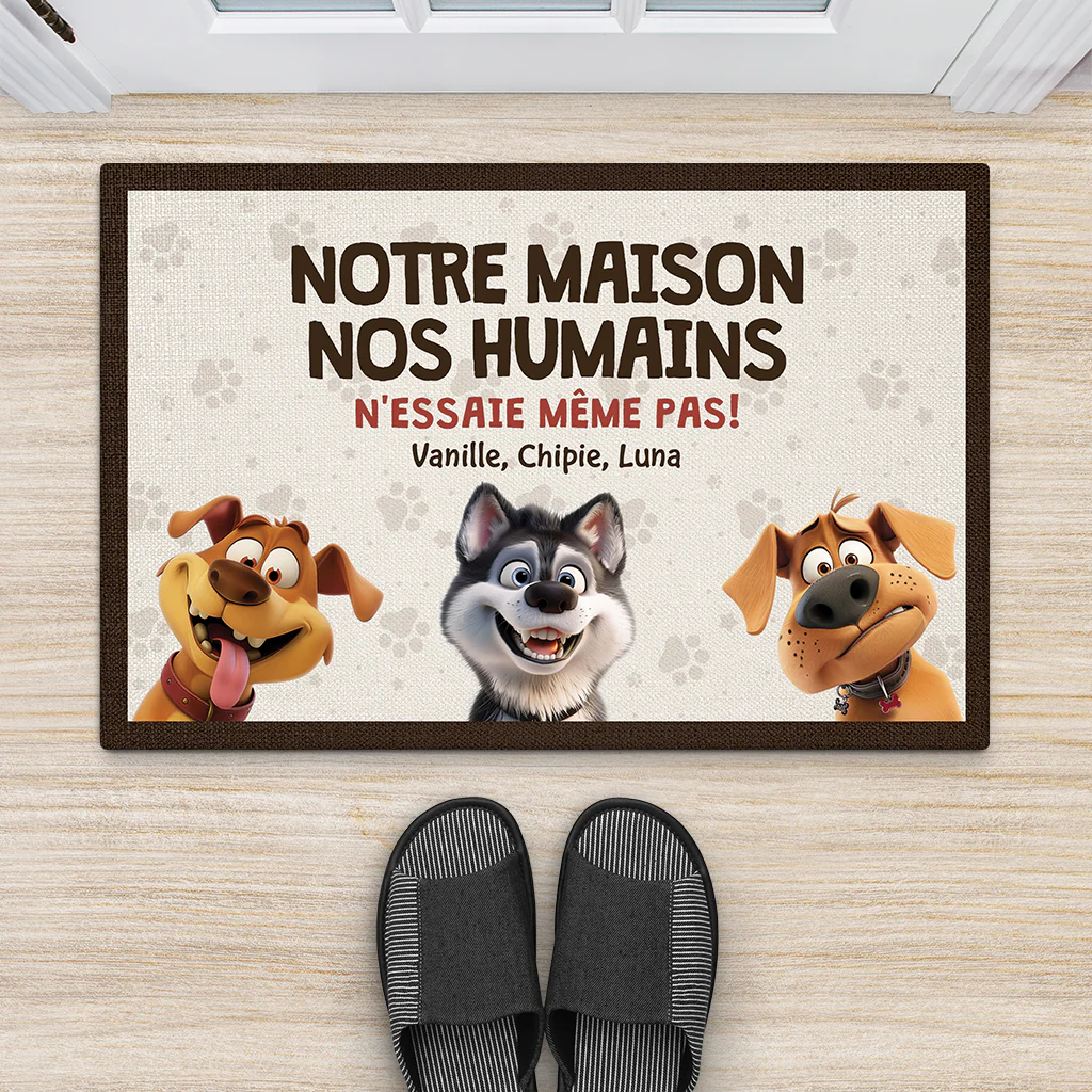 Paillasson Chien Humour Personnalisé – N'Essaie Même Pas - Image 2