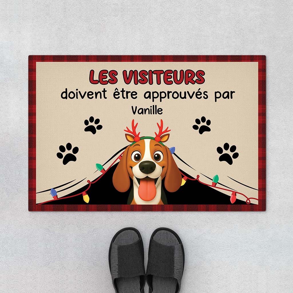 Paillasson Noël Chien Personnalisé avec Photo – Visiteurs Sur Approbation