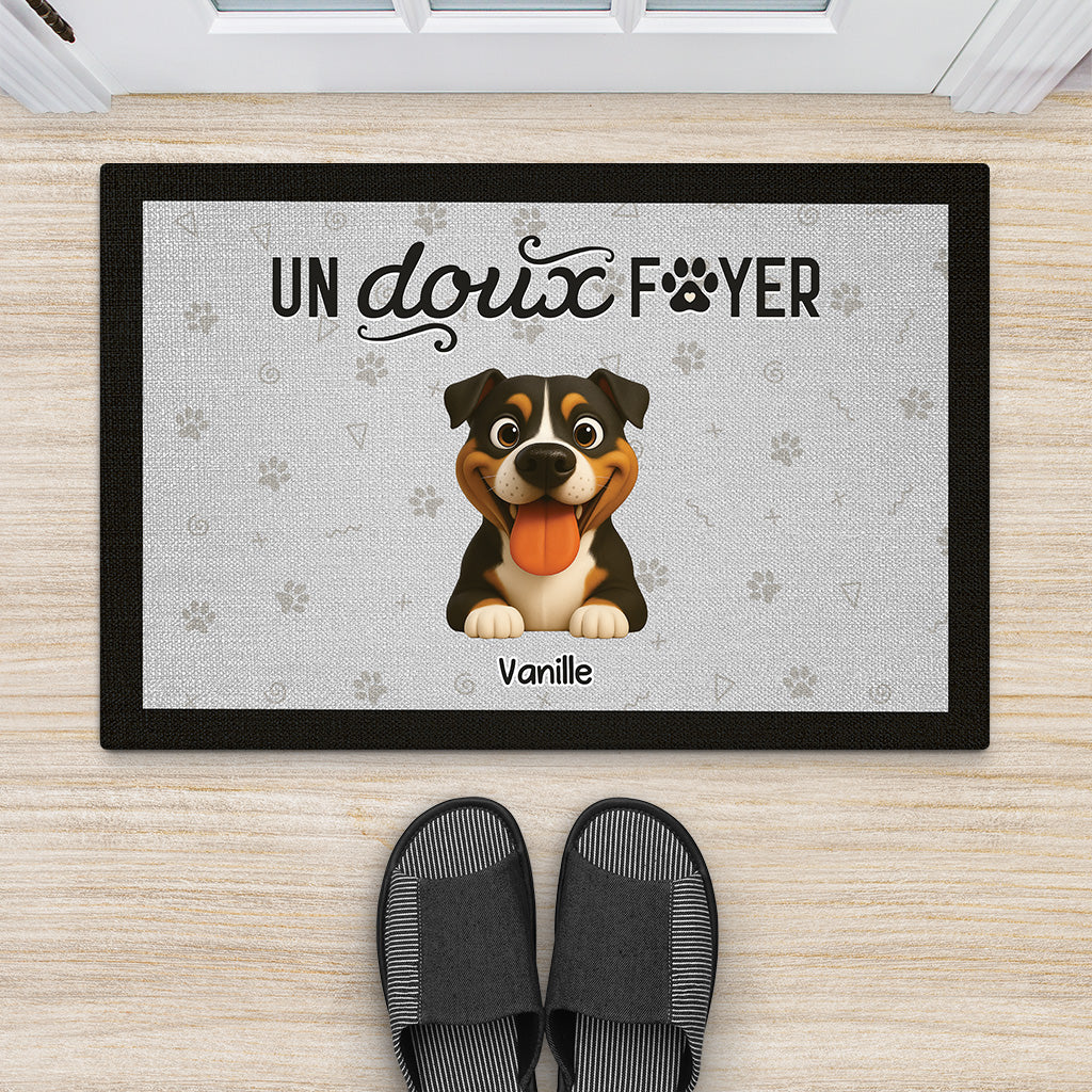 Paillasson Maison De Famille Chien Personnalisé – Notre Doux Foyer - Image 2