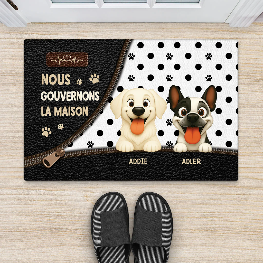 Paillasson de Bienvenue Chien Personnalisé – Nous Gouvernons la Maison - Image 2