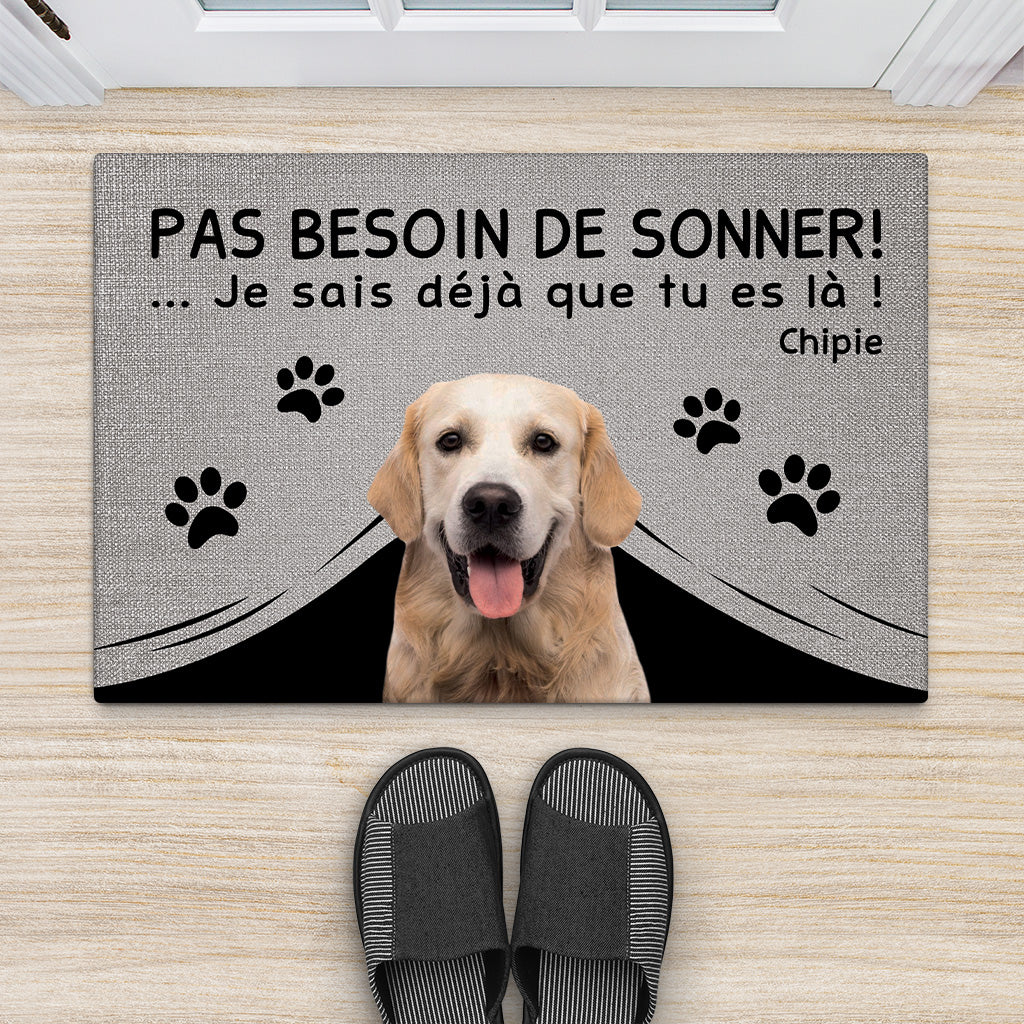 Paillasson Chien Personnalisé – Pas Besoin De Sonner - Image 2