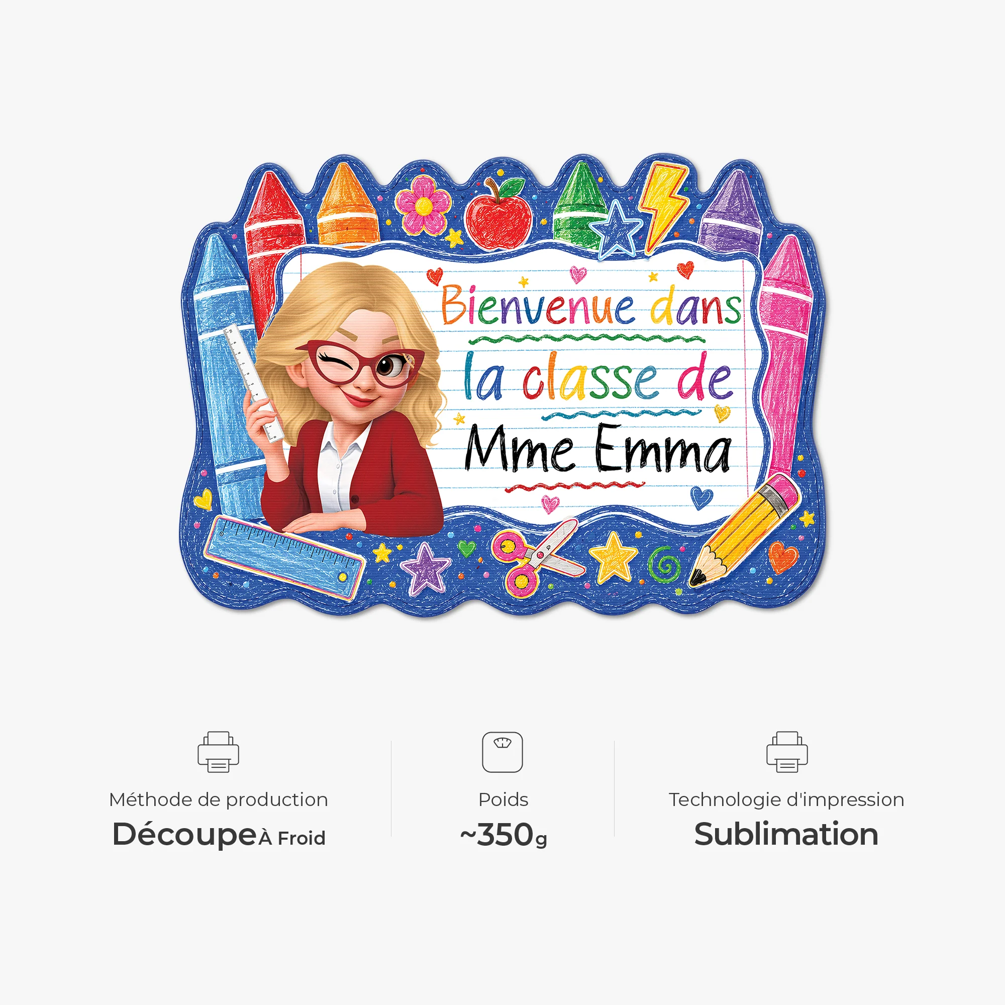 Paillasson Personnalisé Classe Forme Découpée - Bienvenue Dans La Classe De Maîtresse - Image 4