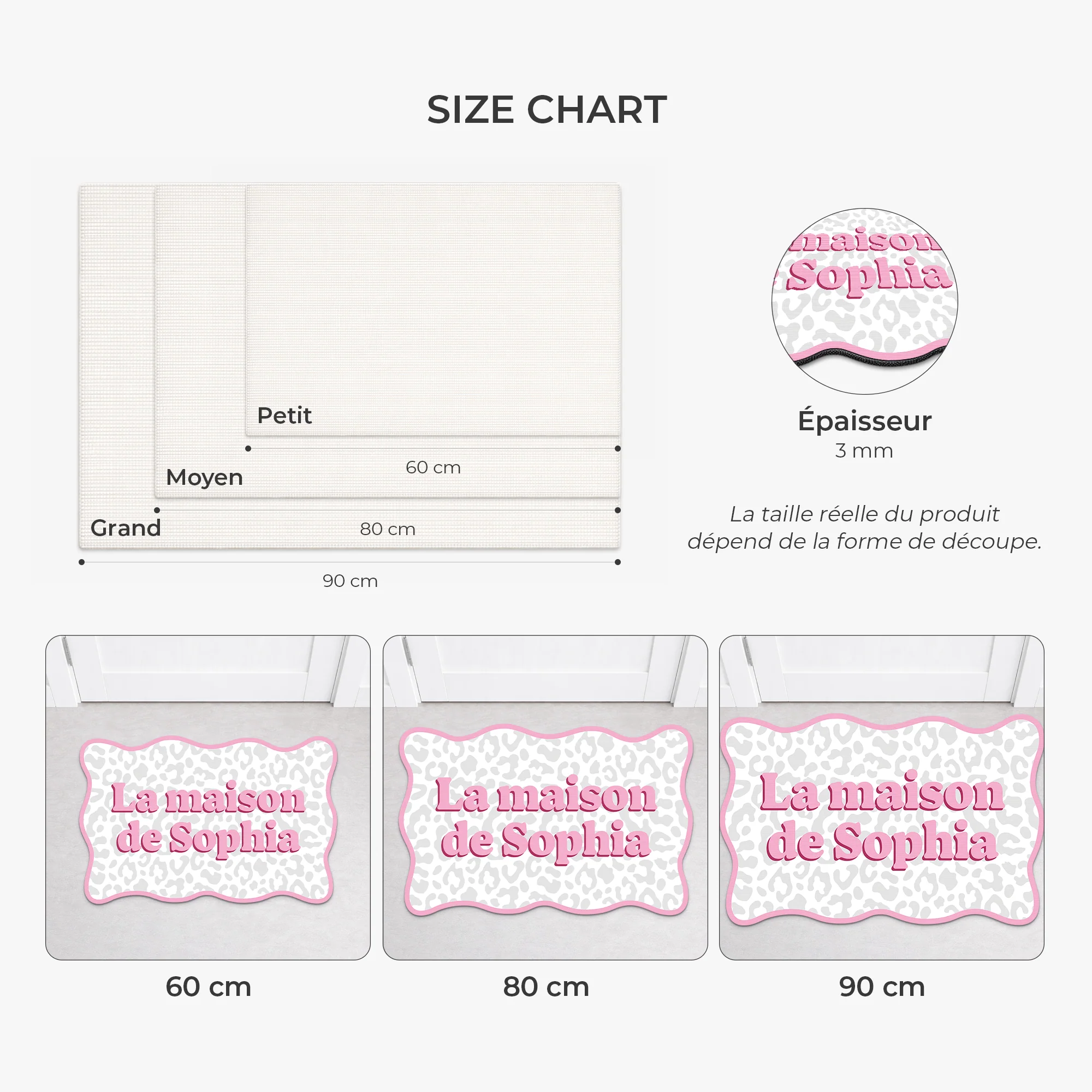 Paillasson Personnalisé Découpé Monogramme Motif Vache - Cadeau Original Pour La Maison - Image 3