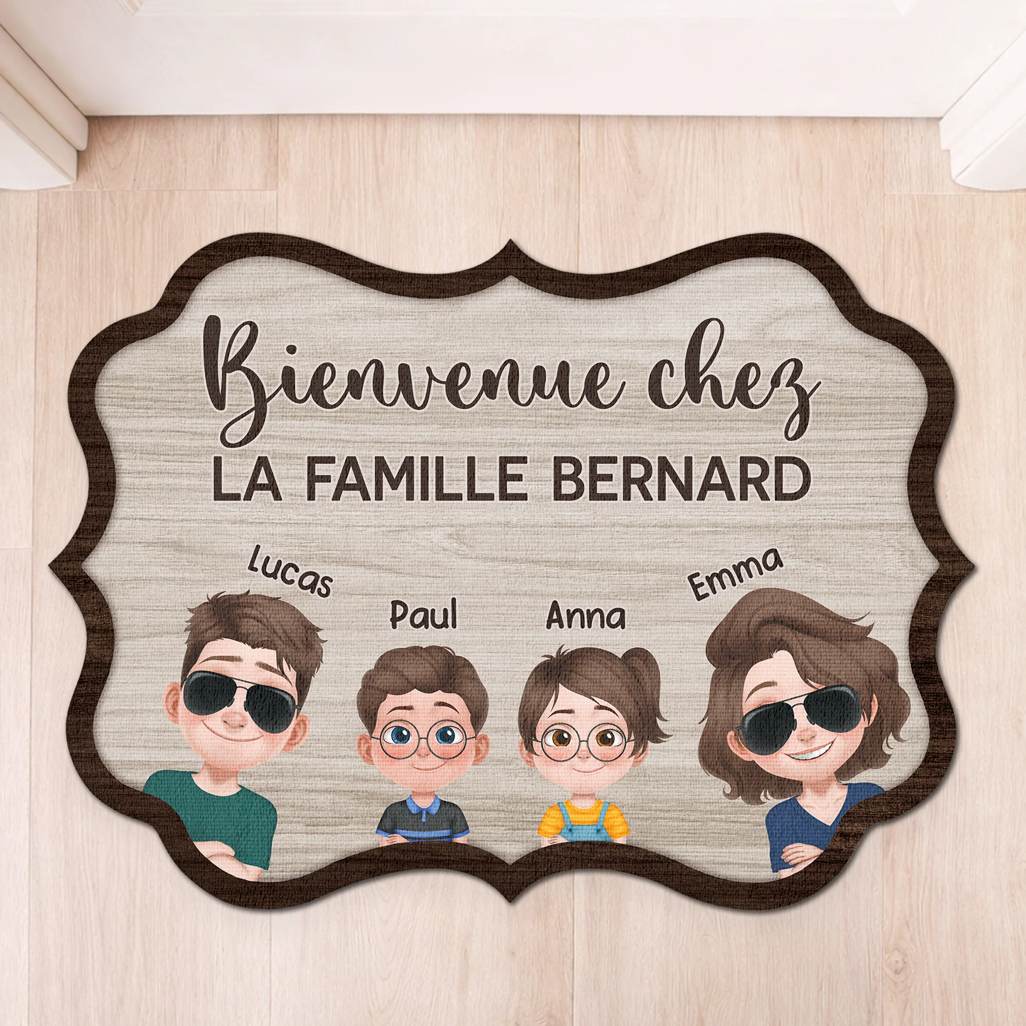 Paillasson Personnalisé Famille À Forme Découpée - Bienvenue Chez La Famille
