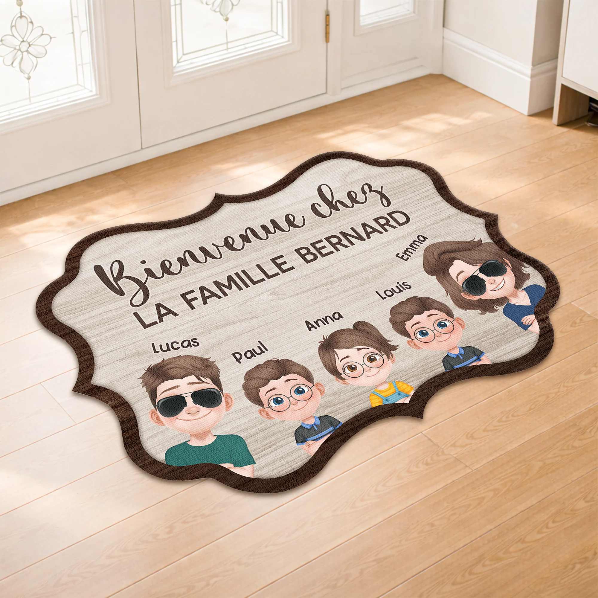 Paillasson Personnalisé Famille À Forme Découpée - Bienvenue Chez La Famille - Image 2