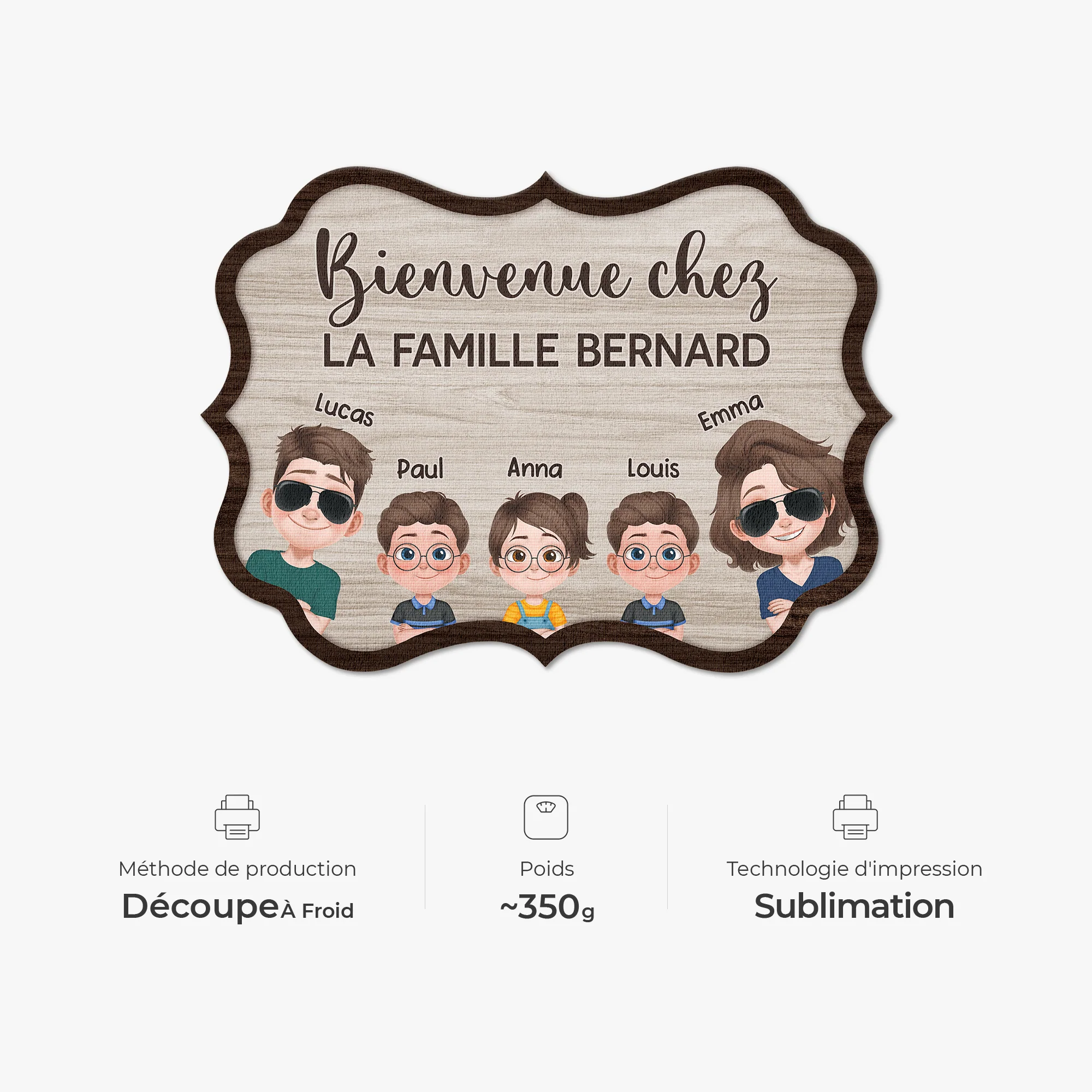 Paillasson Personnalisé Famille À Forme Découpée - Bienvenue Chez La Famille - Image 4