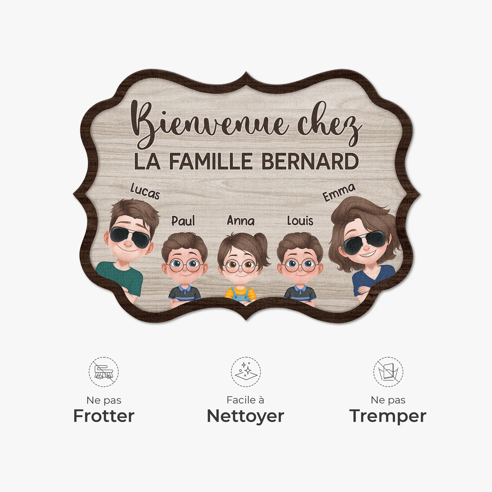 Paillasson Personnalisé Famille À Forme Découpée - Bienvenue Chez La Famille - Image 5