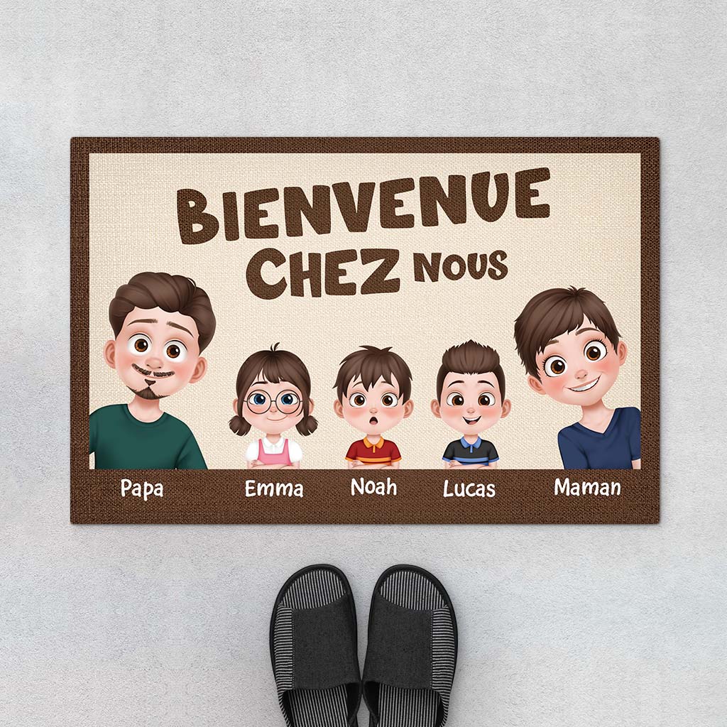 Paillasson Bienvenue Chez Nous Personnalisé – Famille & Prénoms