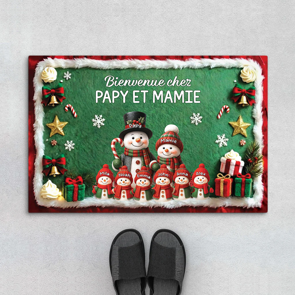 Paillasson Entrée Personnalisé – Bienvenue Chez Papa Et Mamie