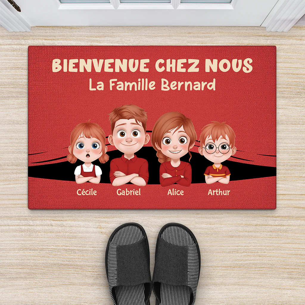 Paillasson Entrée Personnalisé – Bienvenue Chez Nous Famille Prénoms - Image 2