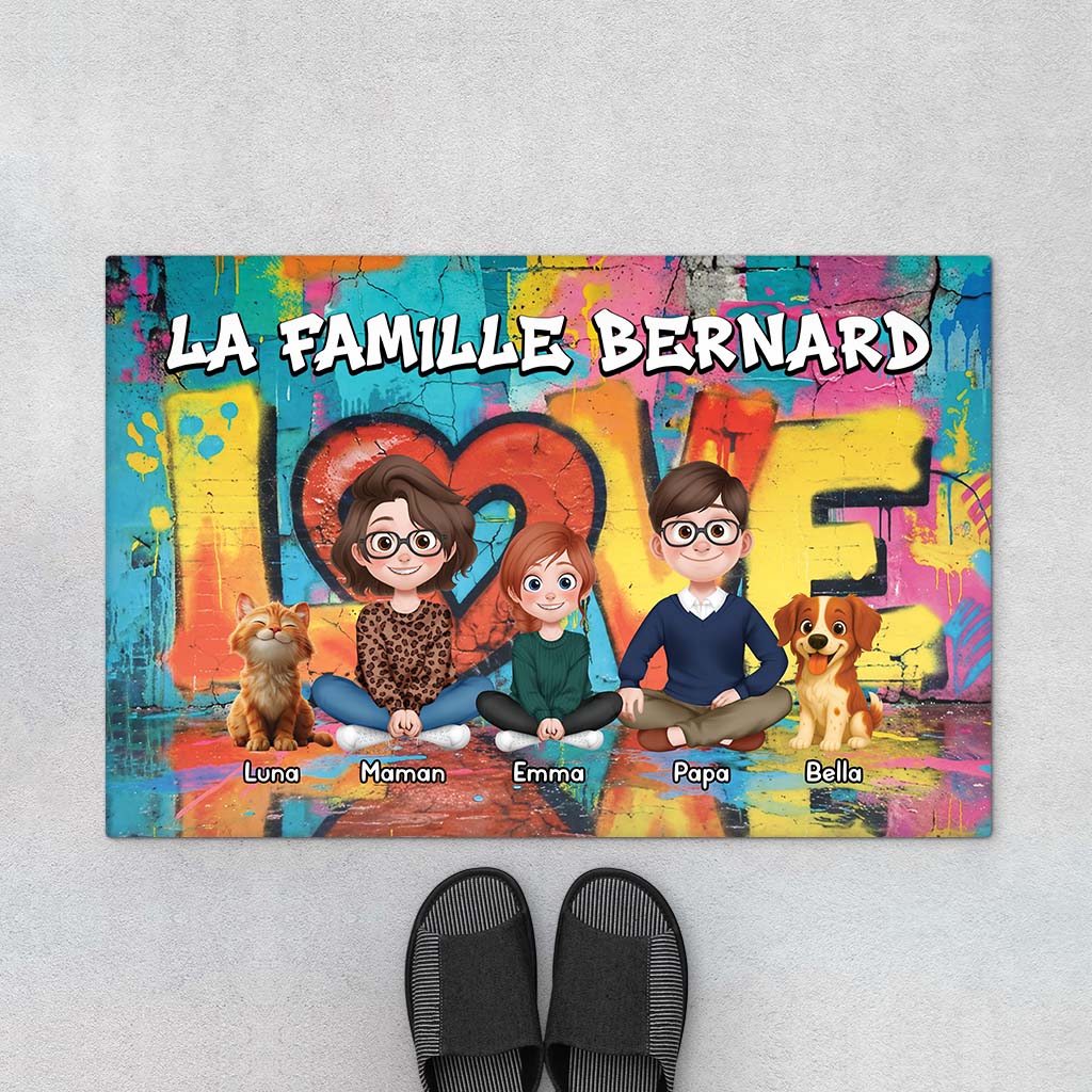 Paillasson Maison De Famille Personnalisé – Notre Famille Ensemble Cadeau