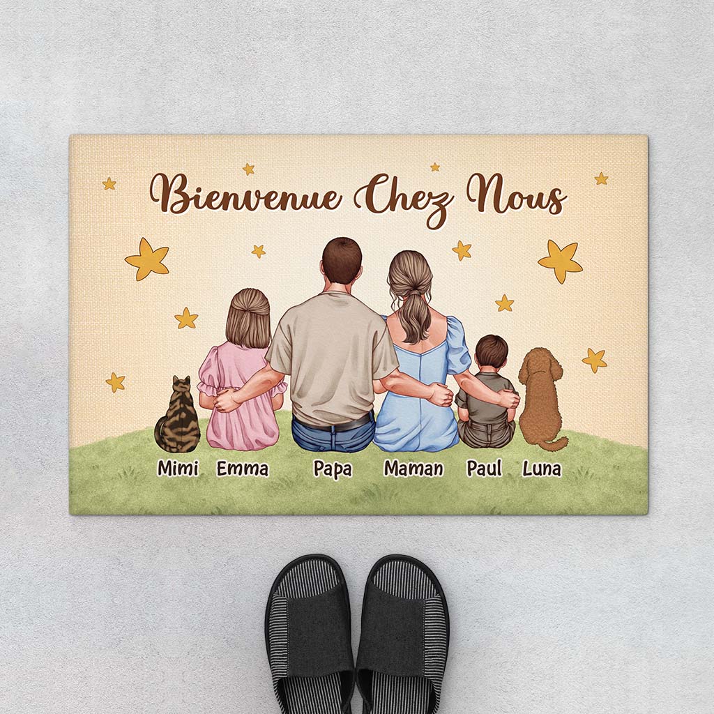 Paillasson Personnalisé Famille Et Animaux – Bienvenue Chez Nous