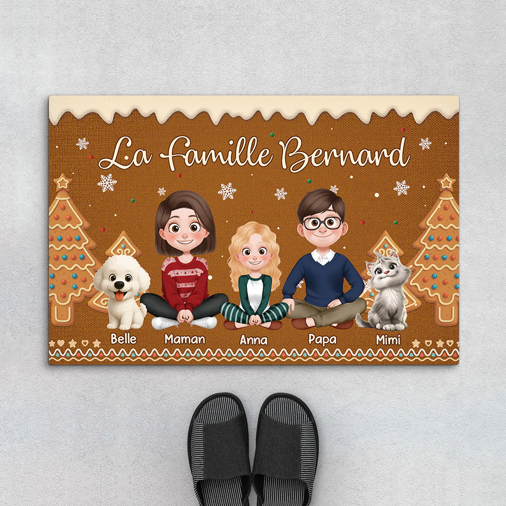 Paillasson Noël Personnalisé – Famille Nombreuse Réunie Pour Noël