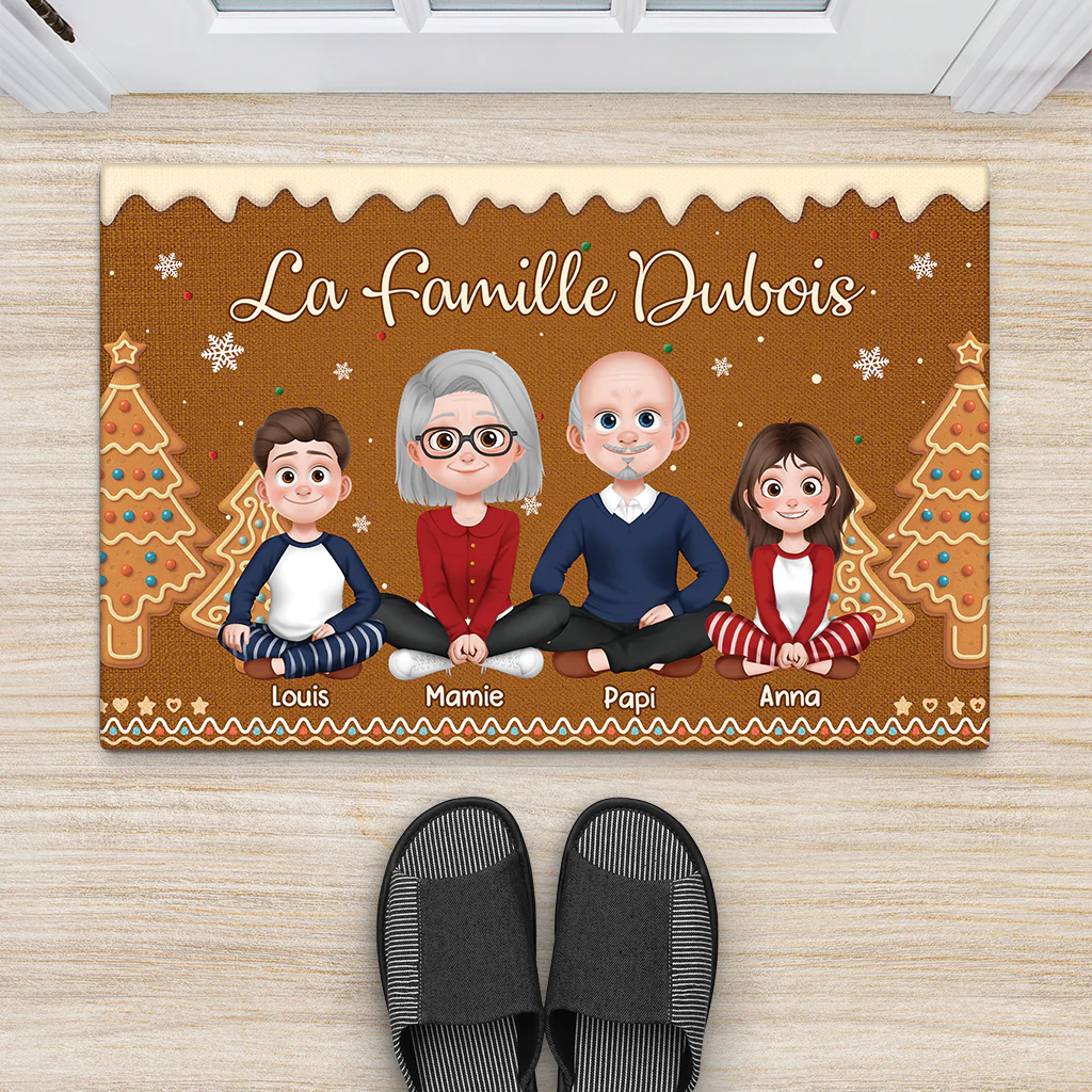 Paillasson Noël Personnalisé – Famille Nombreuse Réunie Pour Noël - Image 2