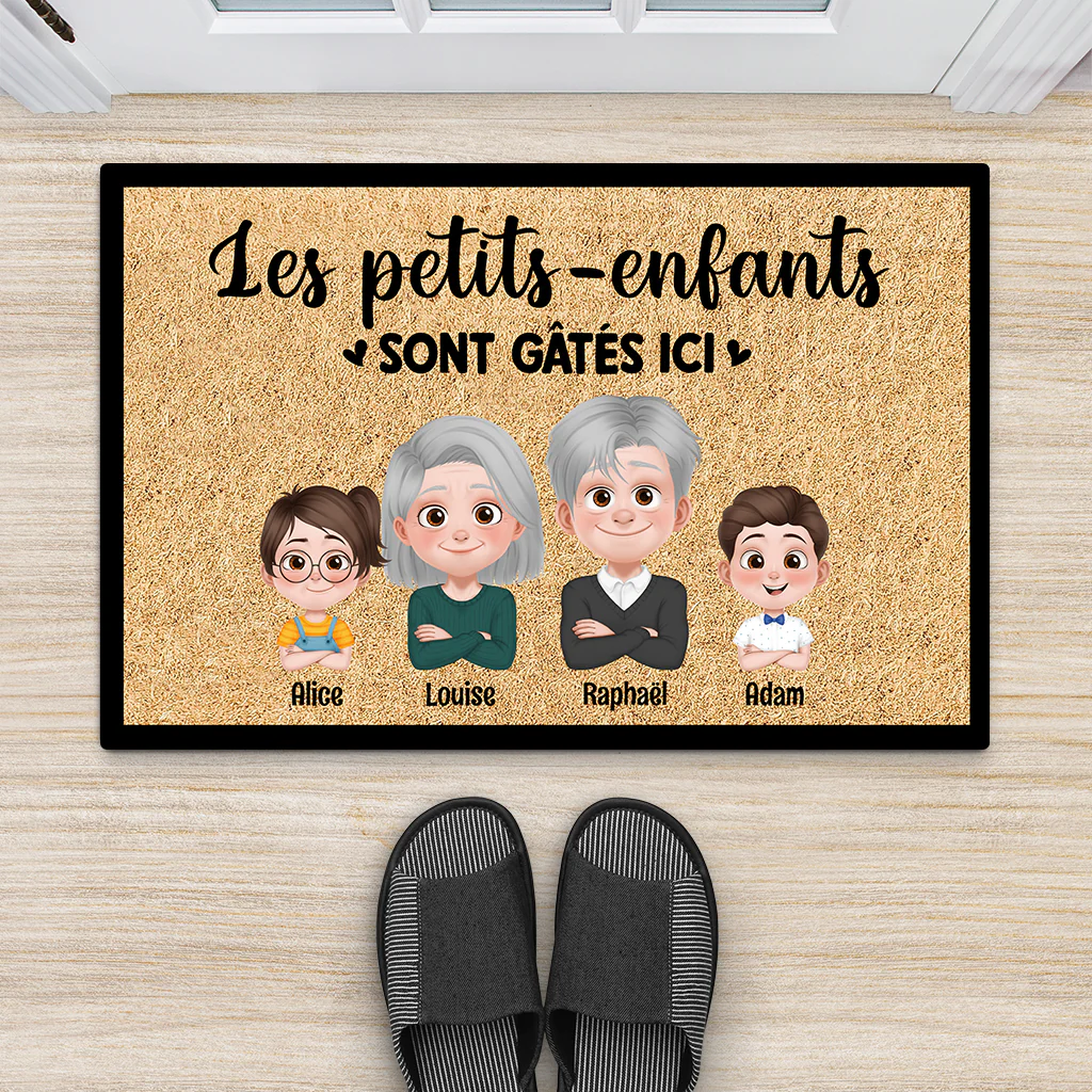 Paillasson Entrée Personnalisé – Les Petits-enfants Sont Gâtés Ici - Image 2