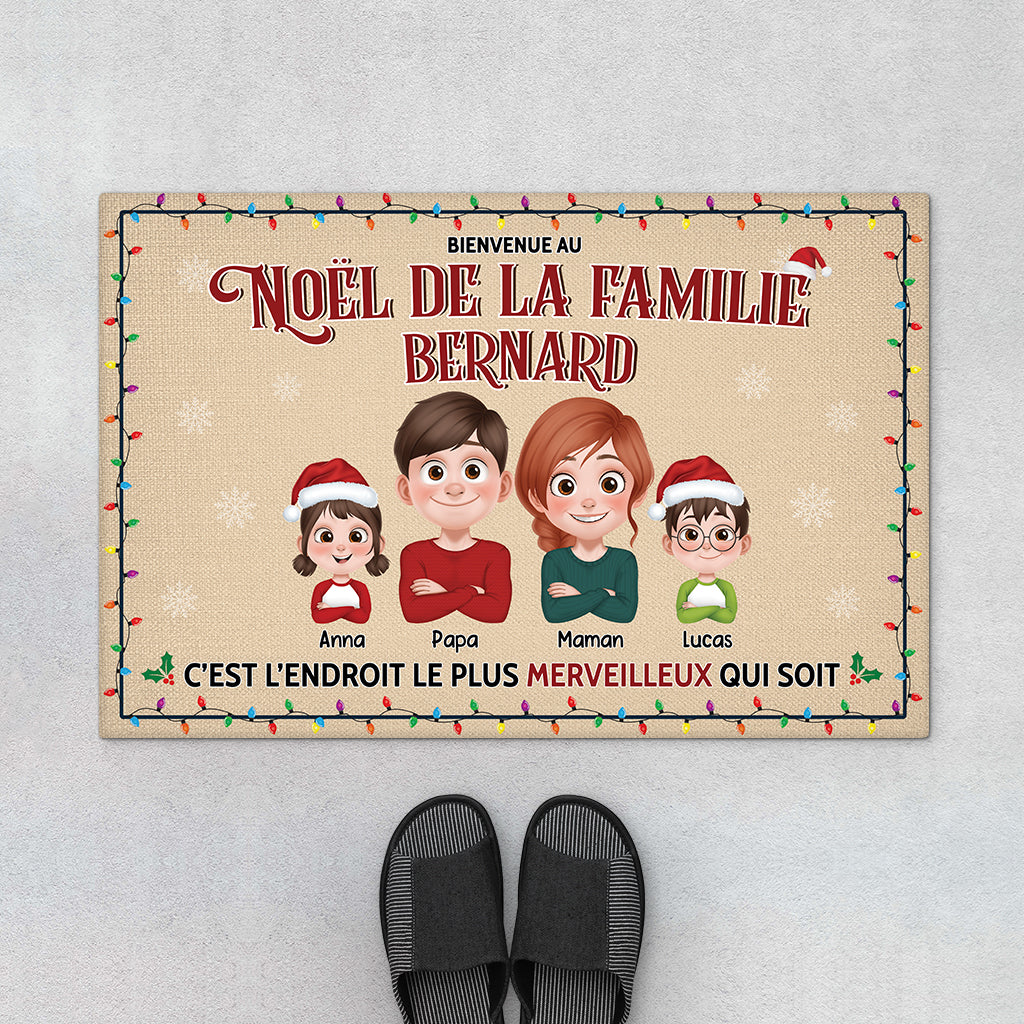 Tapis Entrée Personnalisé Noël – Notre Famille Avec Prénoms