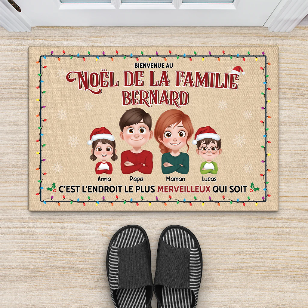 Tapis Entrée Personnalisé Noël – Notre Famille Avec Prénoms - Image 2