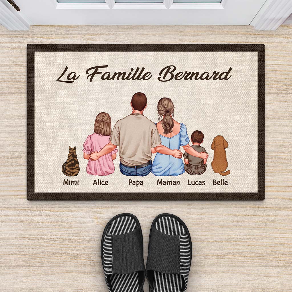 Tapis d'Entrée Intérieur Original – Vue De Dos Famille Personnalisé - Image 2