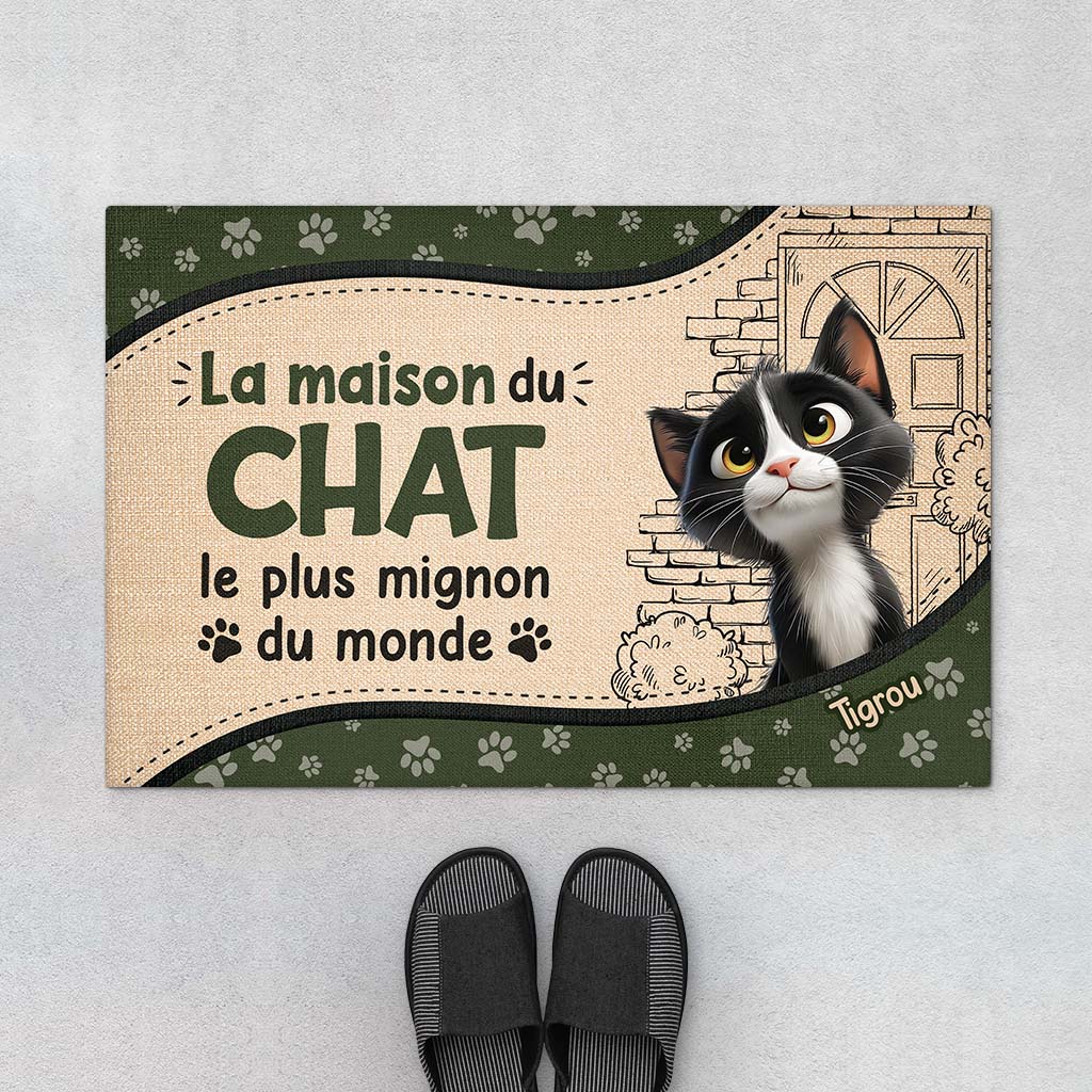 Paillasson Maison De Chat Personnalisé – Le Plus Mignon Du Monde
