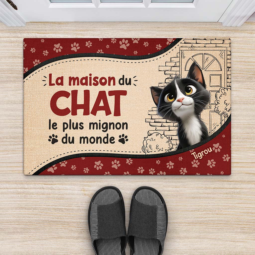 Paillasson Maison De Chat Personnalisé – Le Plus Mignon Du Monde - Image 2
