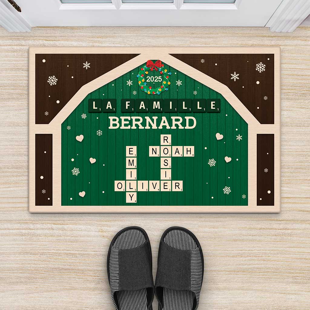 Paillasson Noël Personnalisé – La Famille Bernard Mots Croisés - Image 2