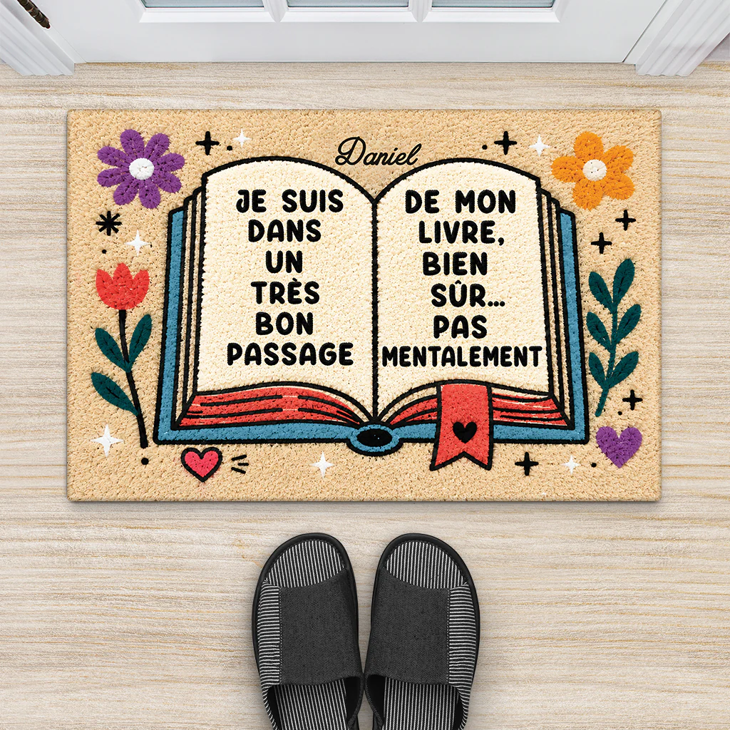 Paillasson Personnalisé Pour Femme Homme Amoureux Des Livres - Dans Un Très Bon Passage