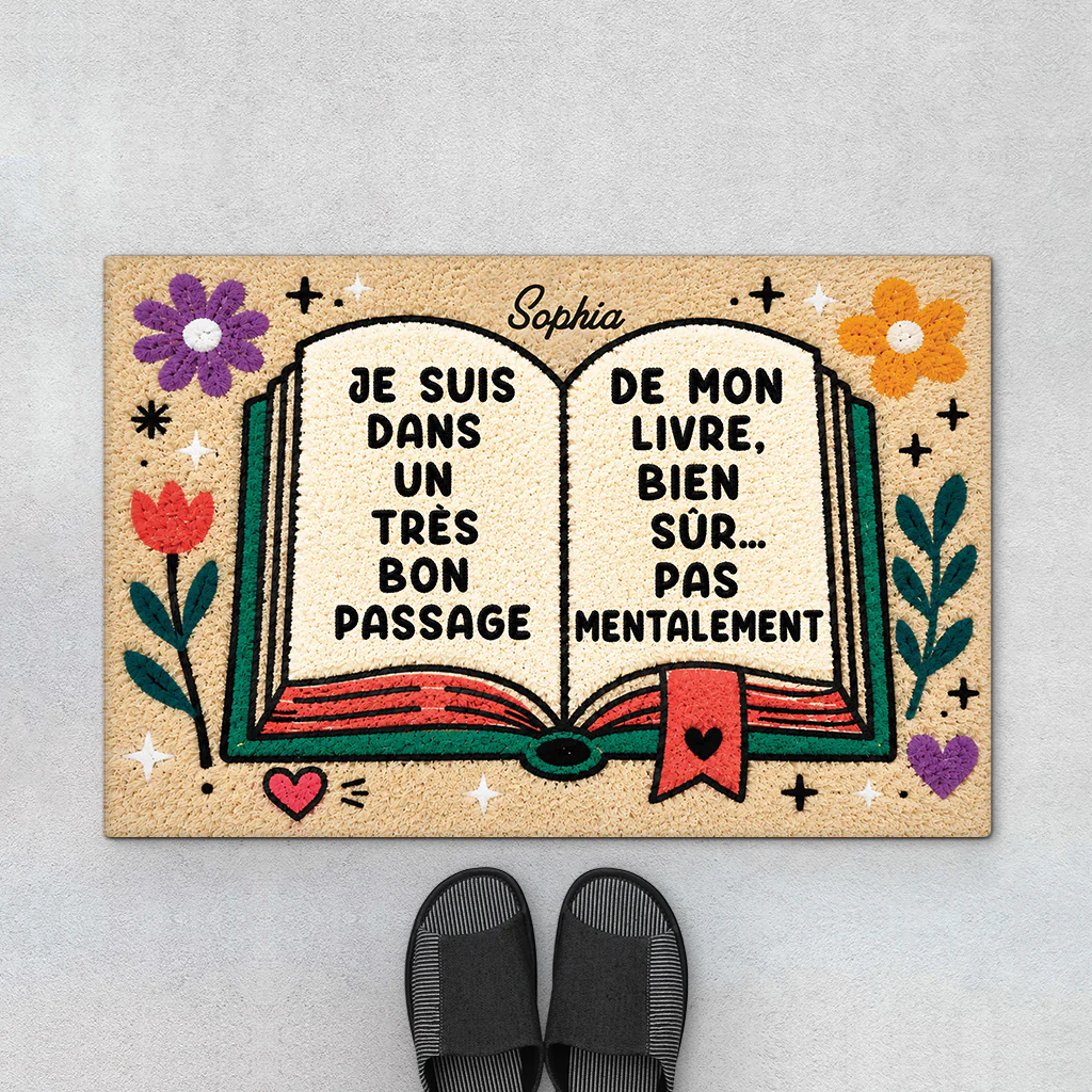 Paillasson Personnalisé Pour Femme Homme Amoureux Des Livres - Dans Un Très Bon Passage - Image 2