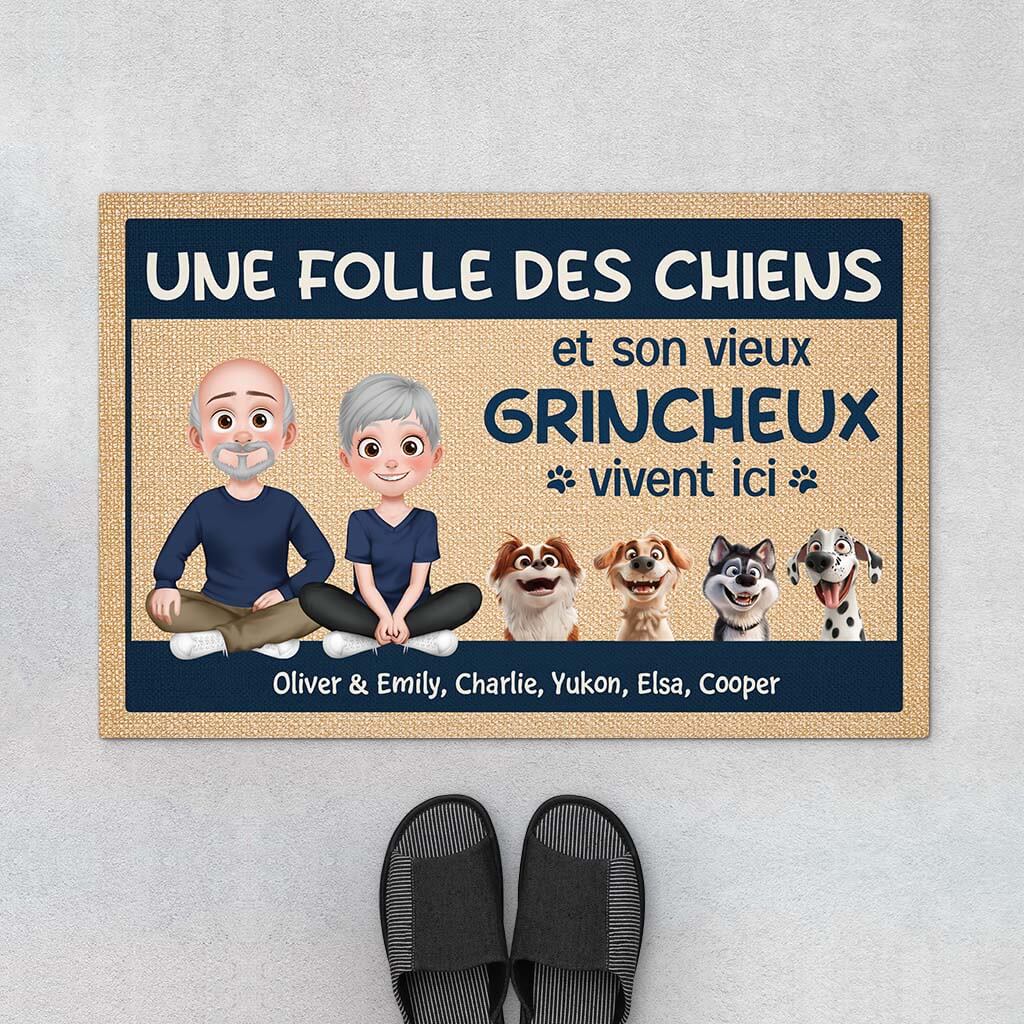 Paillasson Couple Avec Chien Personnalisé avec Photo – Vieux Grincheux