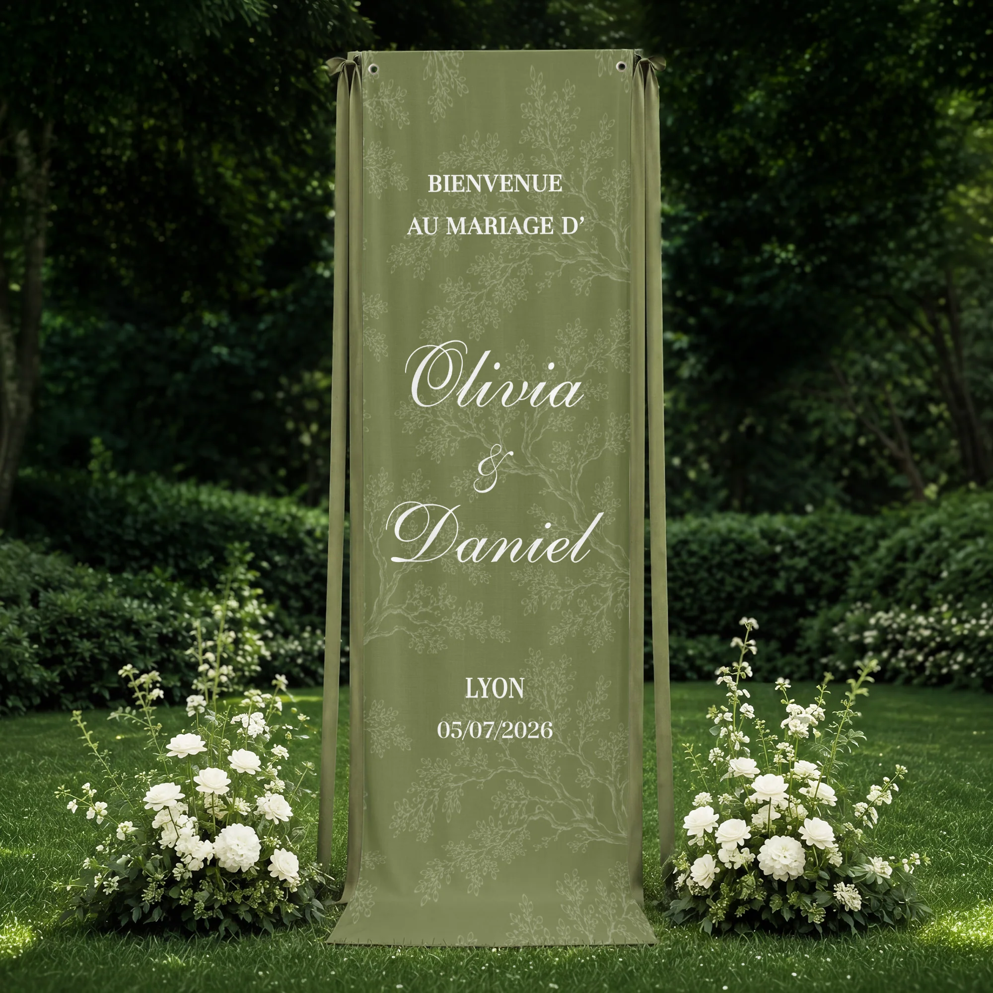 Panneau De Bienvenue Mariage Personnalisé En Tissu - Décoration Mariage De Couple