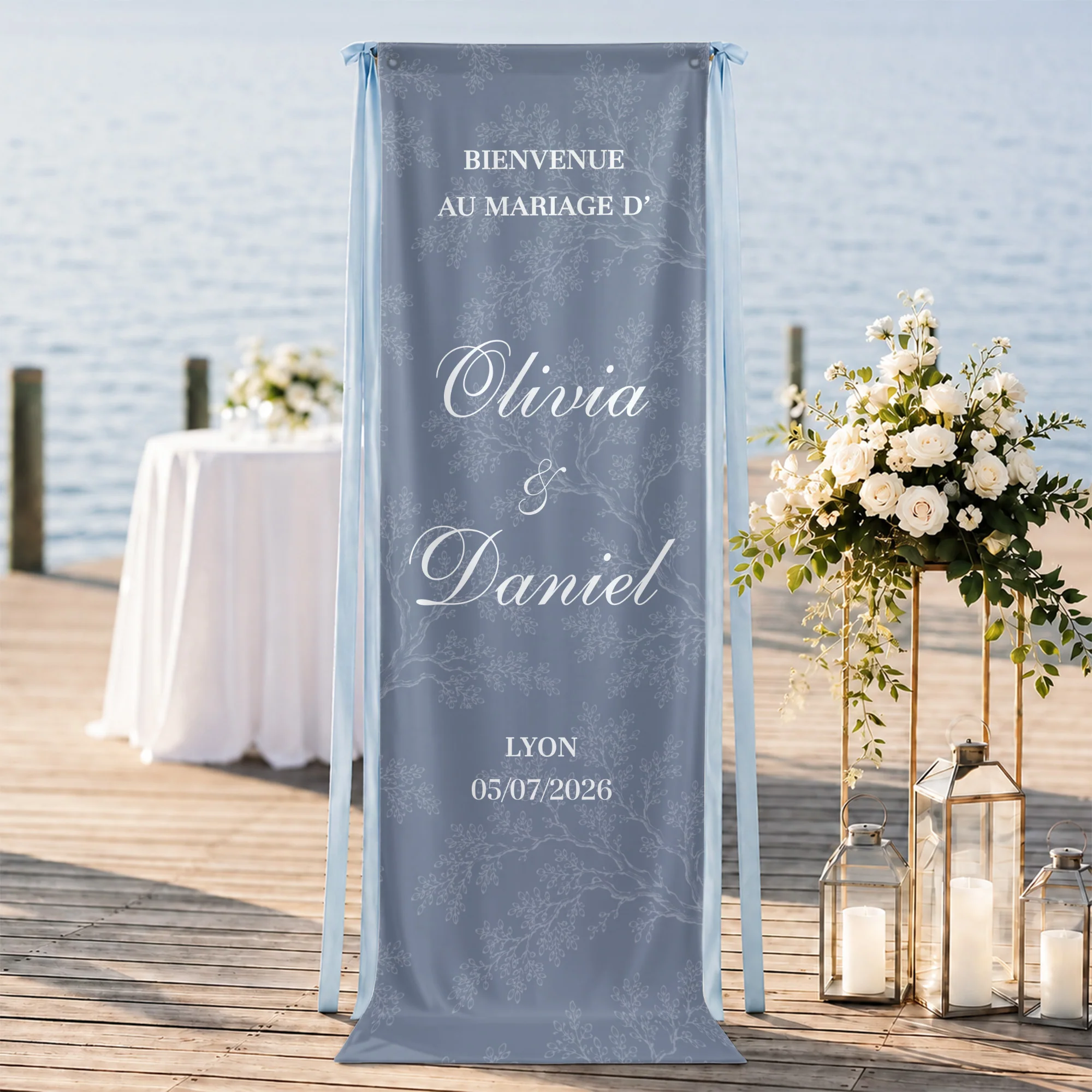 Panneau De Bienvenue Mariage Personnalisé En Tissu - Décoration Mariage De Couple - Image 2