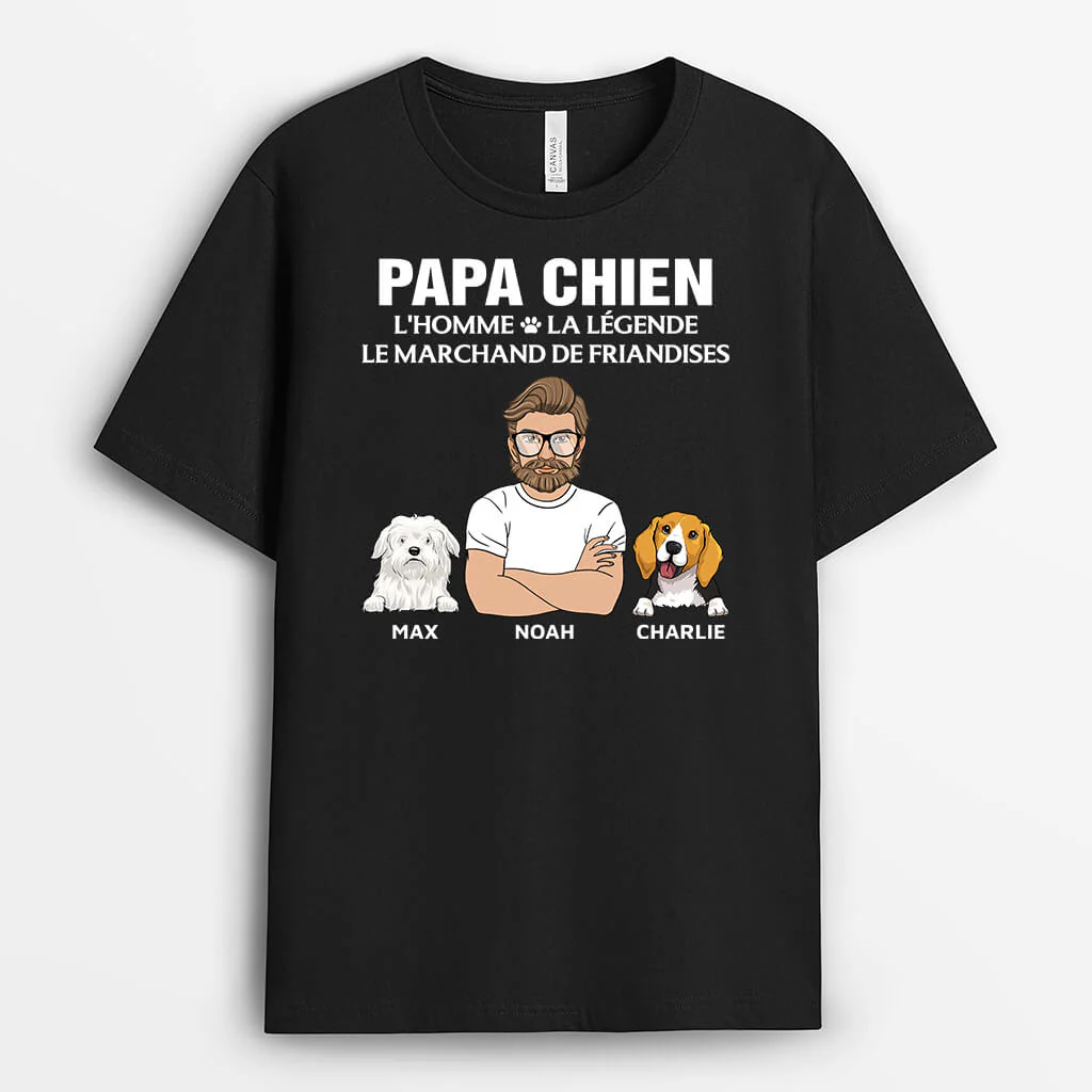 T-Shirt Personnalisé Papa | Papa Chien Le Marchand De Friandises