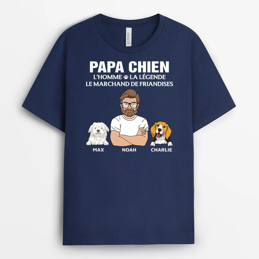 T-Shirt Personnalisé Papa | Papa Chien Le Marchand De Friandises - Image 2