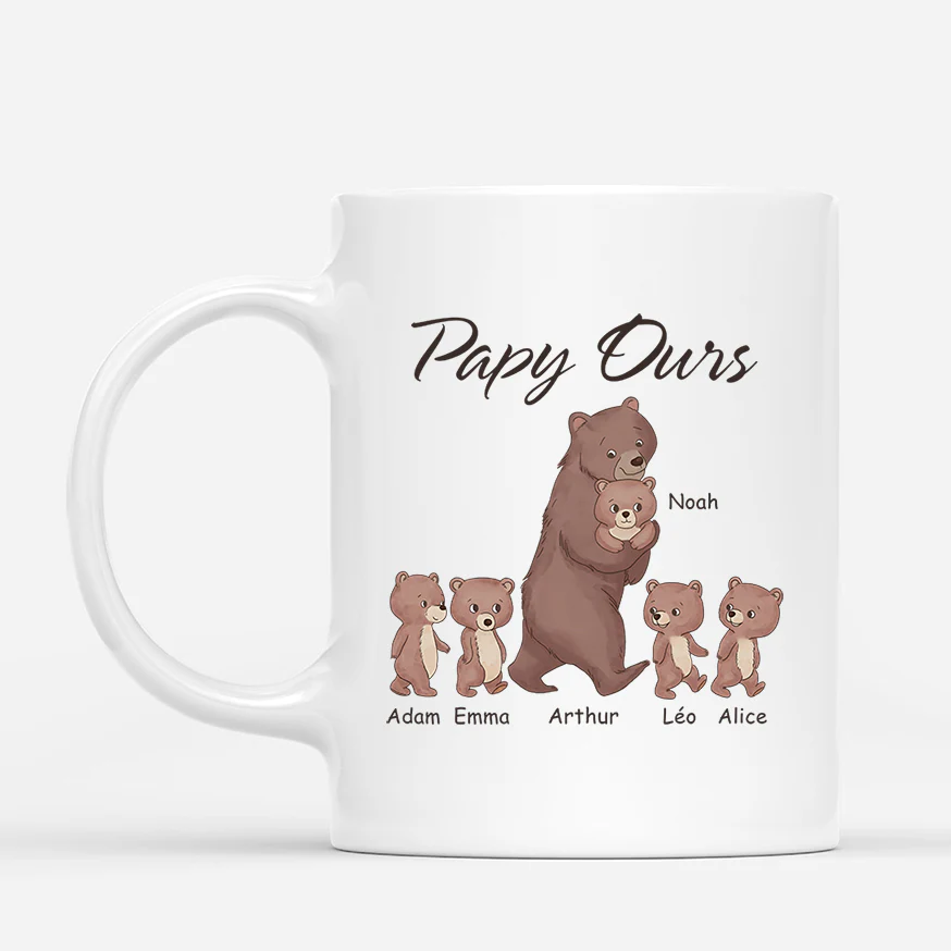 Mug Personnalisé Papa – Papa Ours Brun