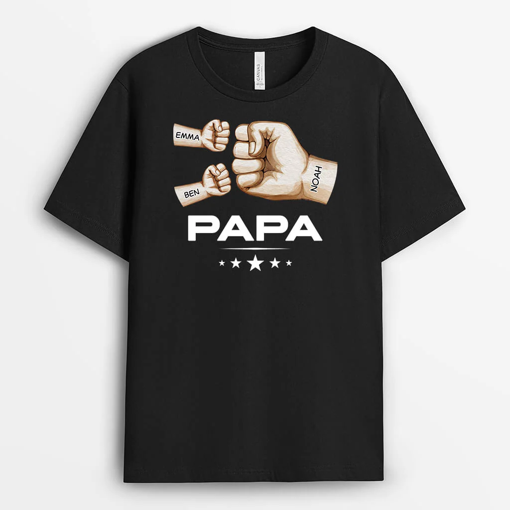 Papy Avec Check Mains - Tee Shirt Papy Personnalisé