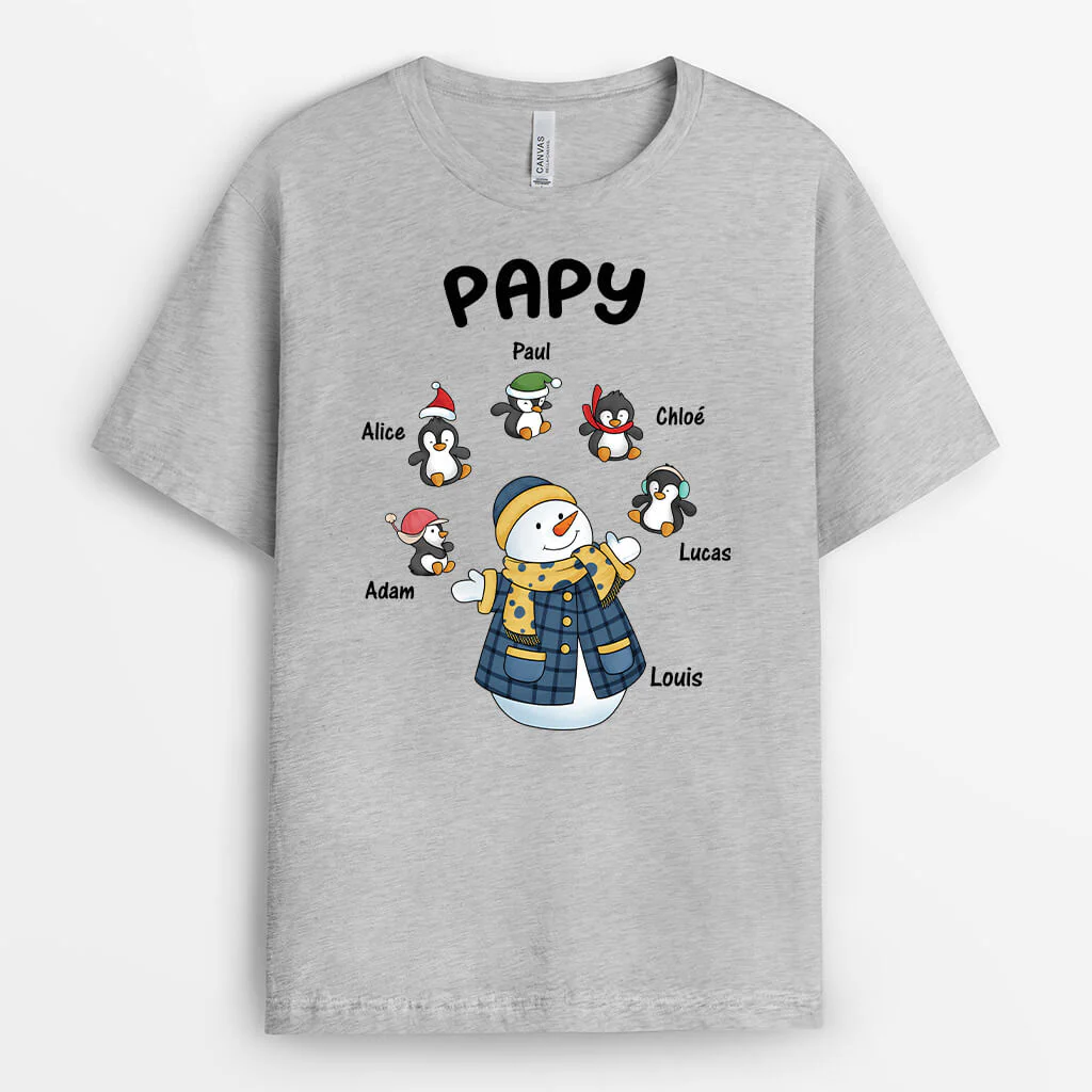 Cadeau De Noël Personnalisé – T-Shirt Papy Bonhomme De Neige