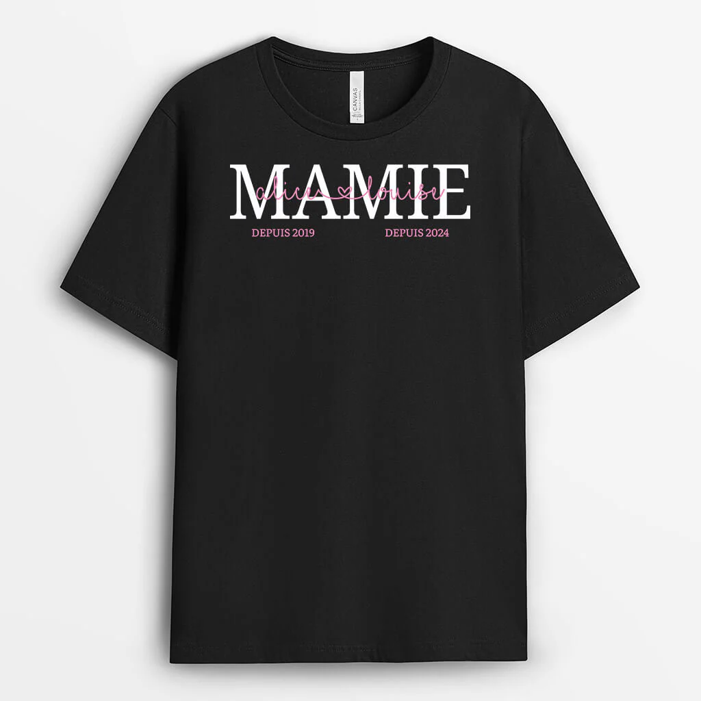 Tee Shirt Personnalisé Papy - Papy Depuis | Version Monochrome Simple - Image 2