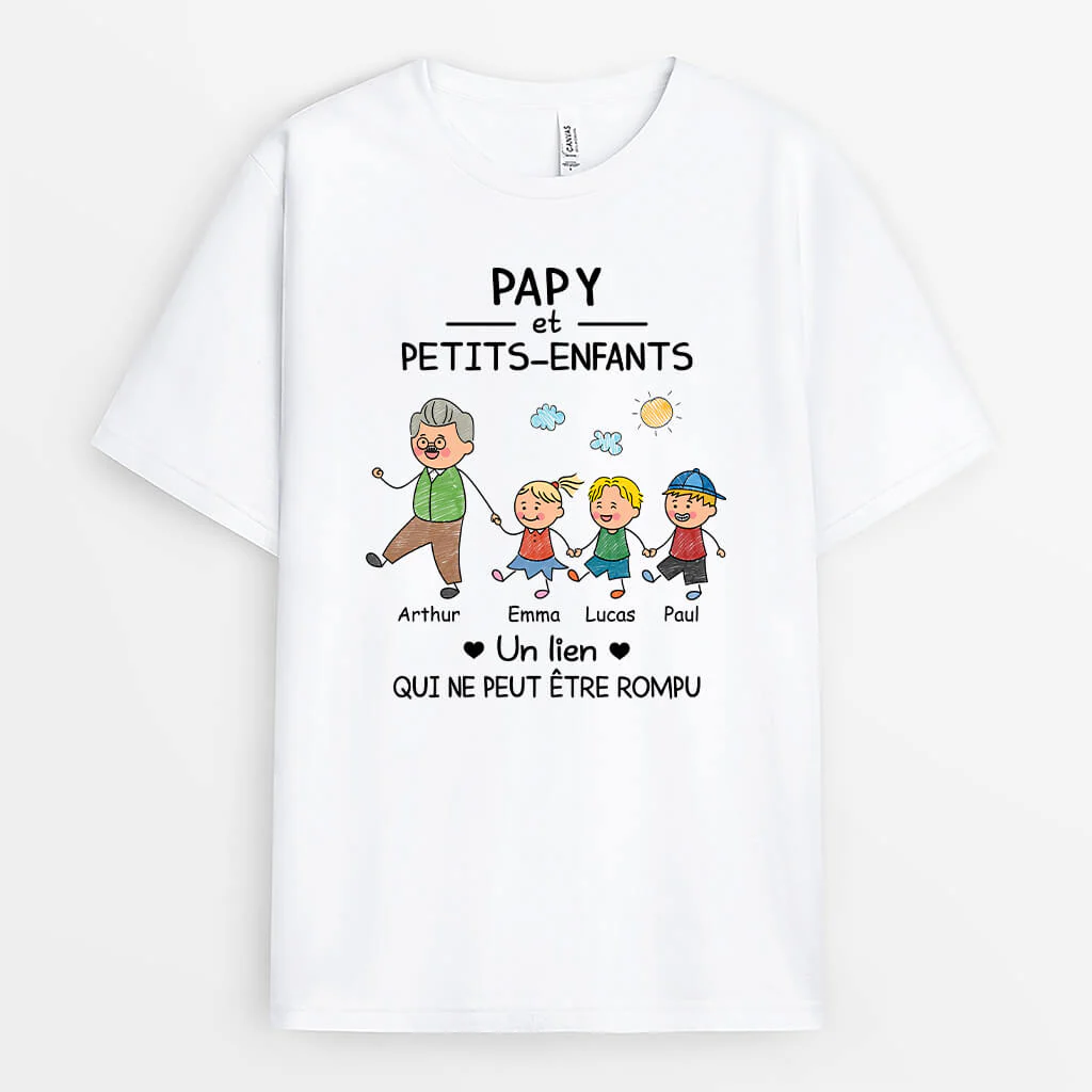 Tee Shirt Personnalisé Pour Papy - Papy Et Petits-Enfants, Un Lien Incassable